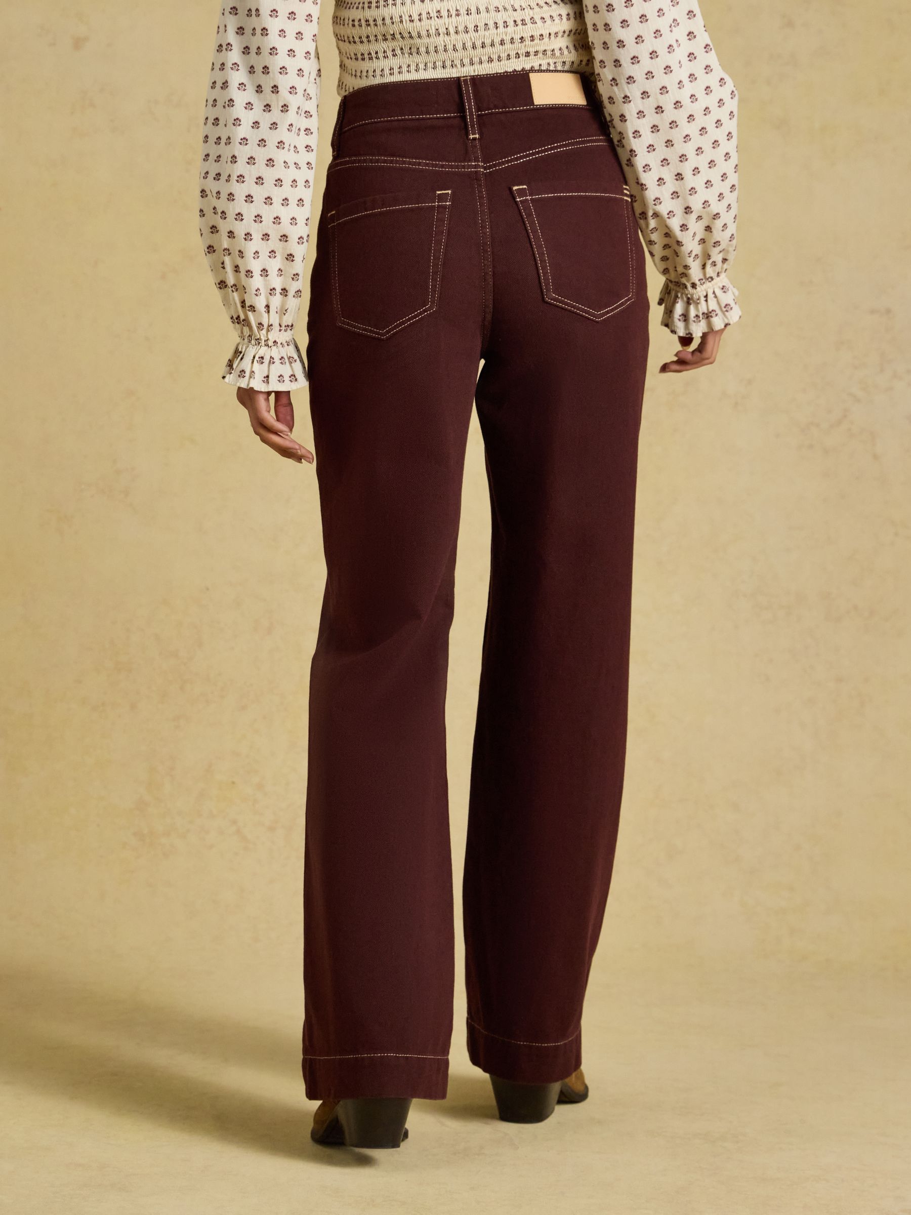High Rise Brown Wide Leg Jean - Image 2 of 6