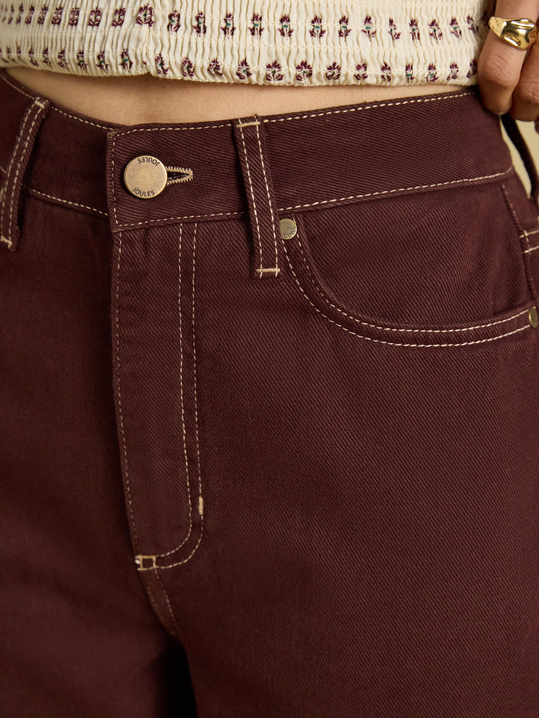 High Rise Brown Wide Leg Jean - Image 3 of 6