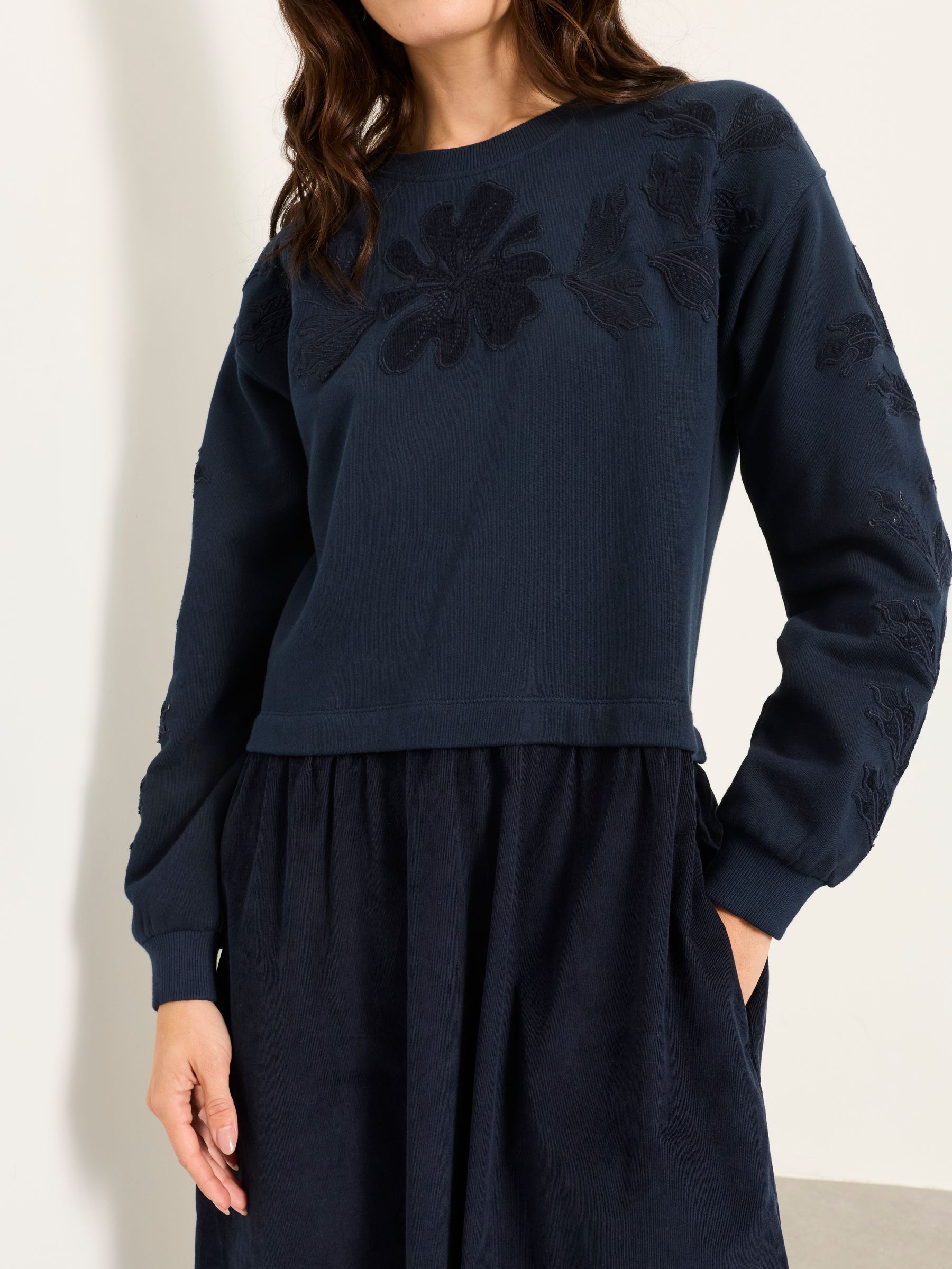 Pacey Navy 2in1 Cord Midi Dress - Image 4 of 5