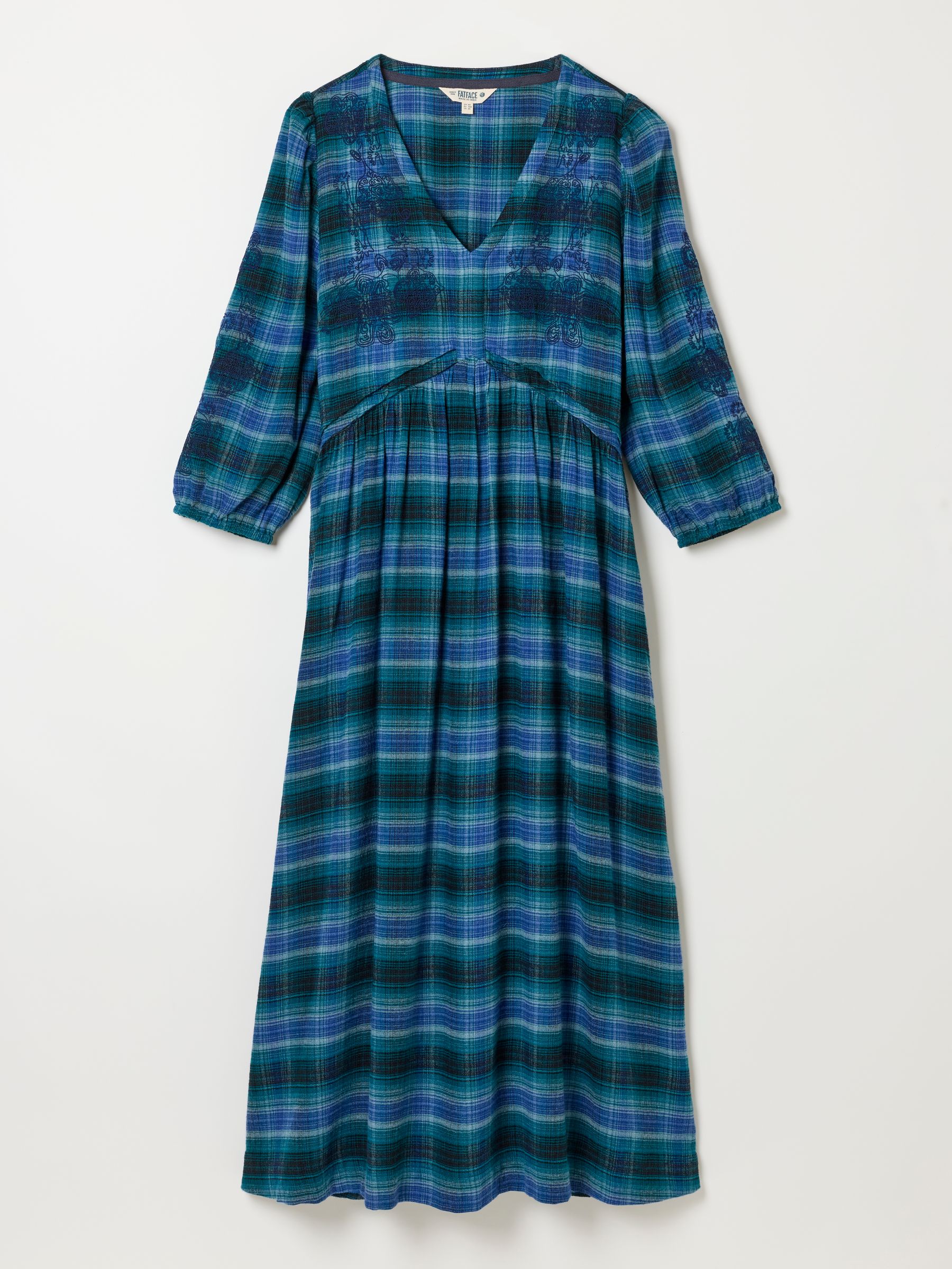 Connie Teal Blue Check Midi Dress - Image 6 of 6 Connie Teal Blue Check Midi Dress - Image 6 of 6