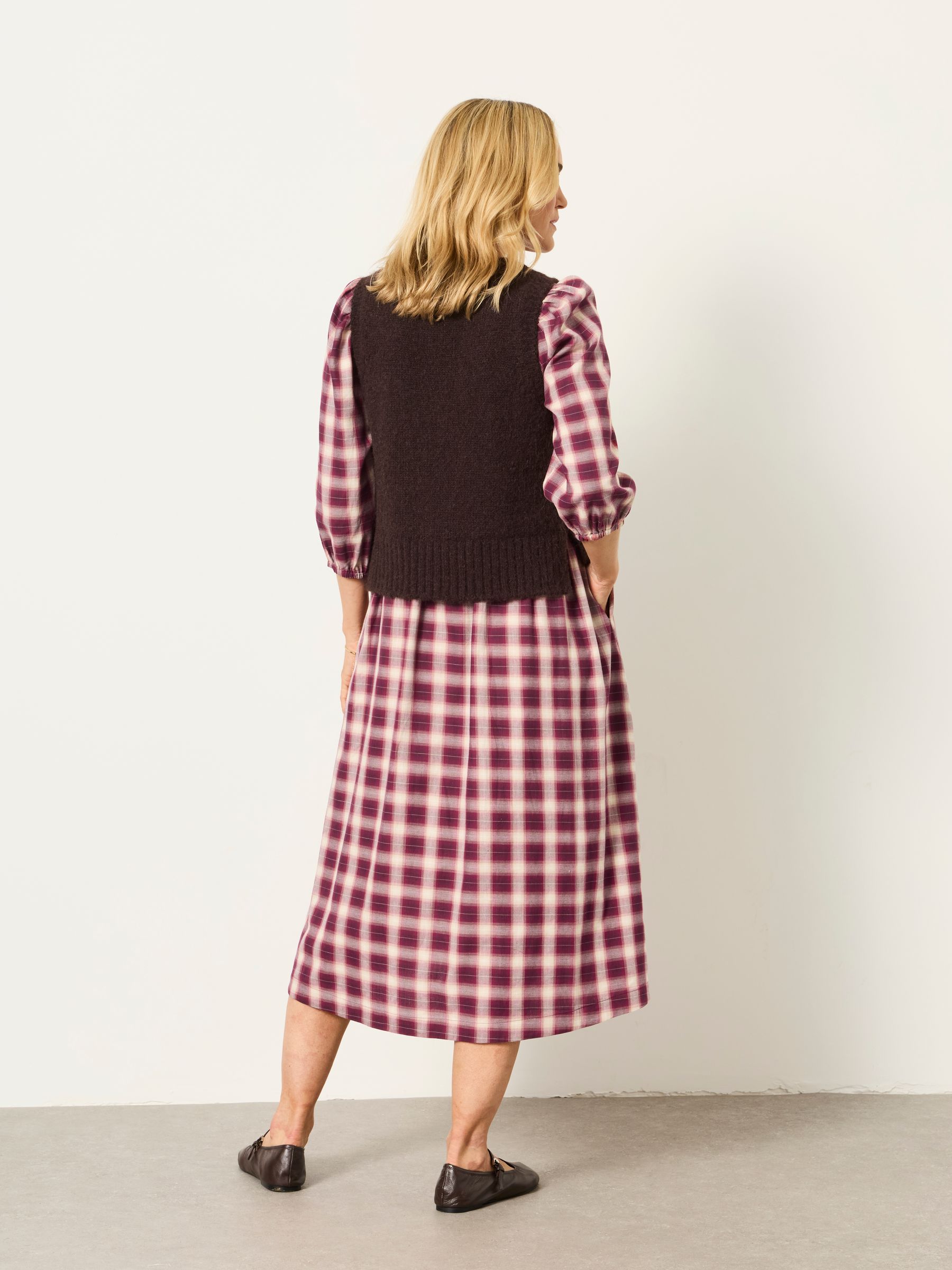 Connie Red Check 2in1 Midi Dress - Image 2 of 7