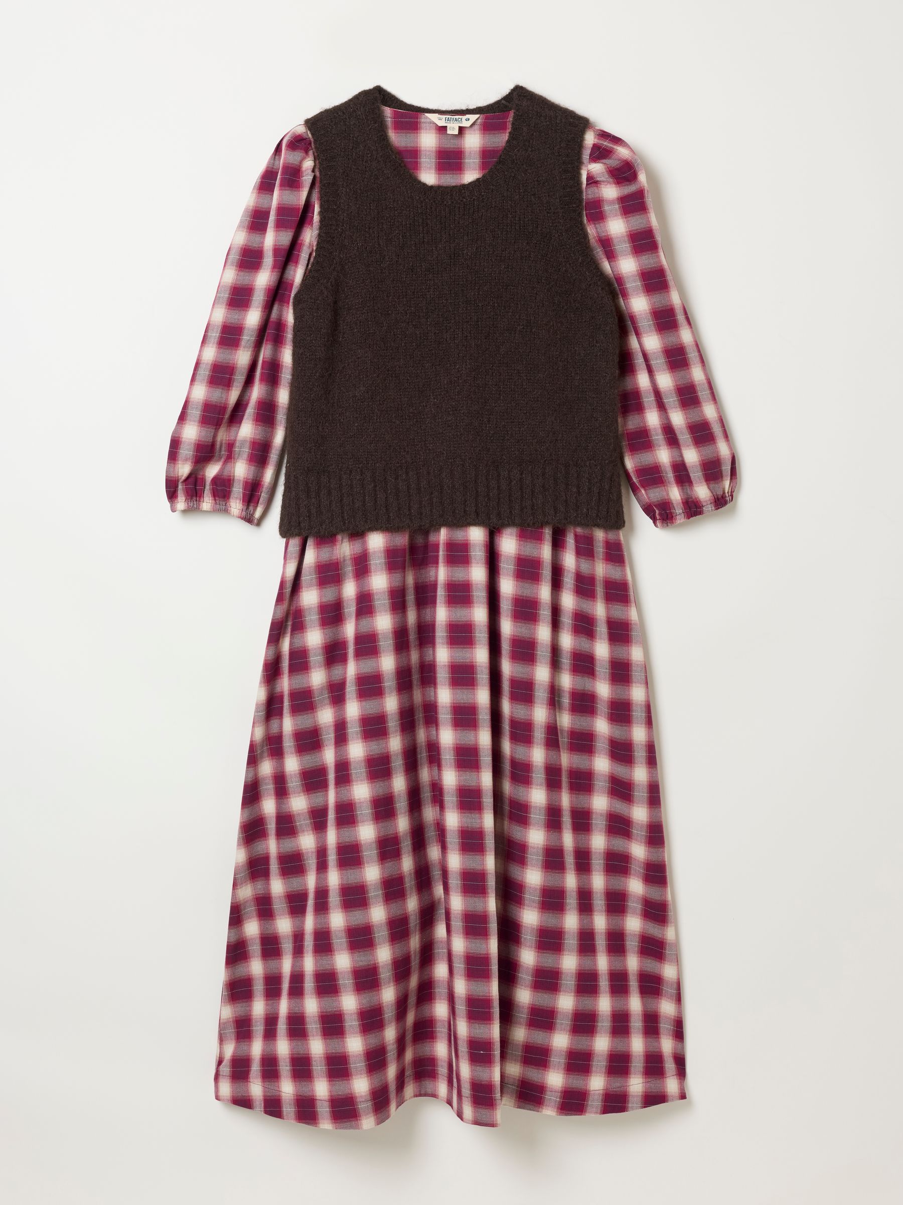 Connie Red Check 2in1 Midi Dress - Image 7 of 7