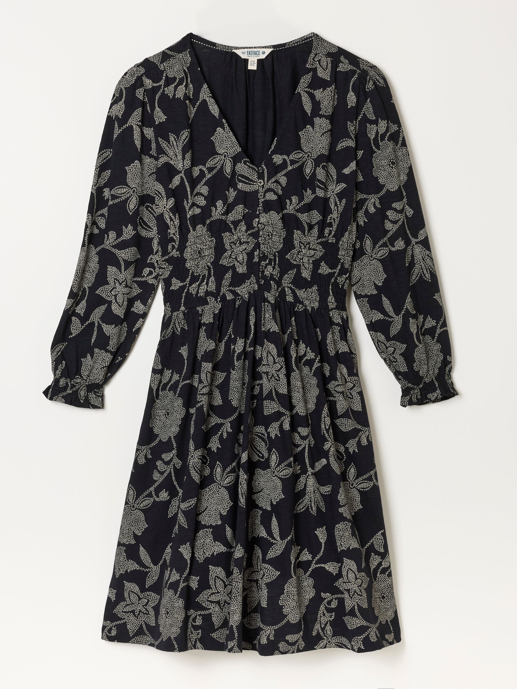 Nora Black Dot Floral Jersey Dress - Image 6 of 6