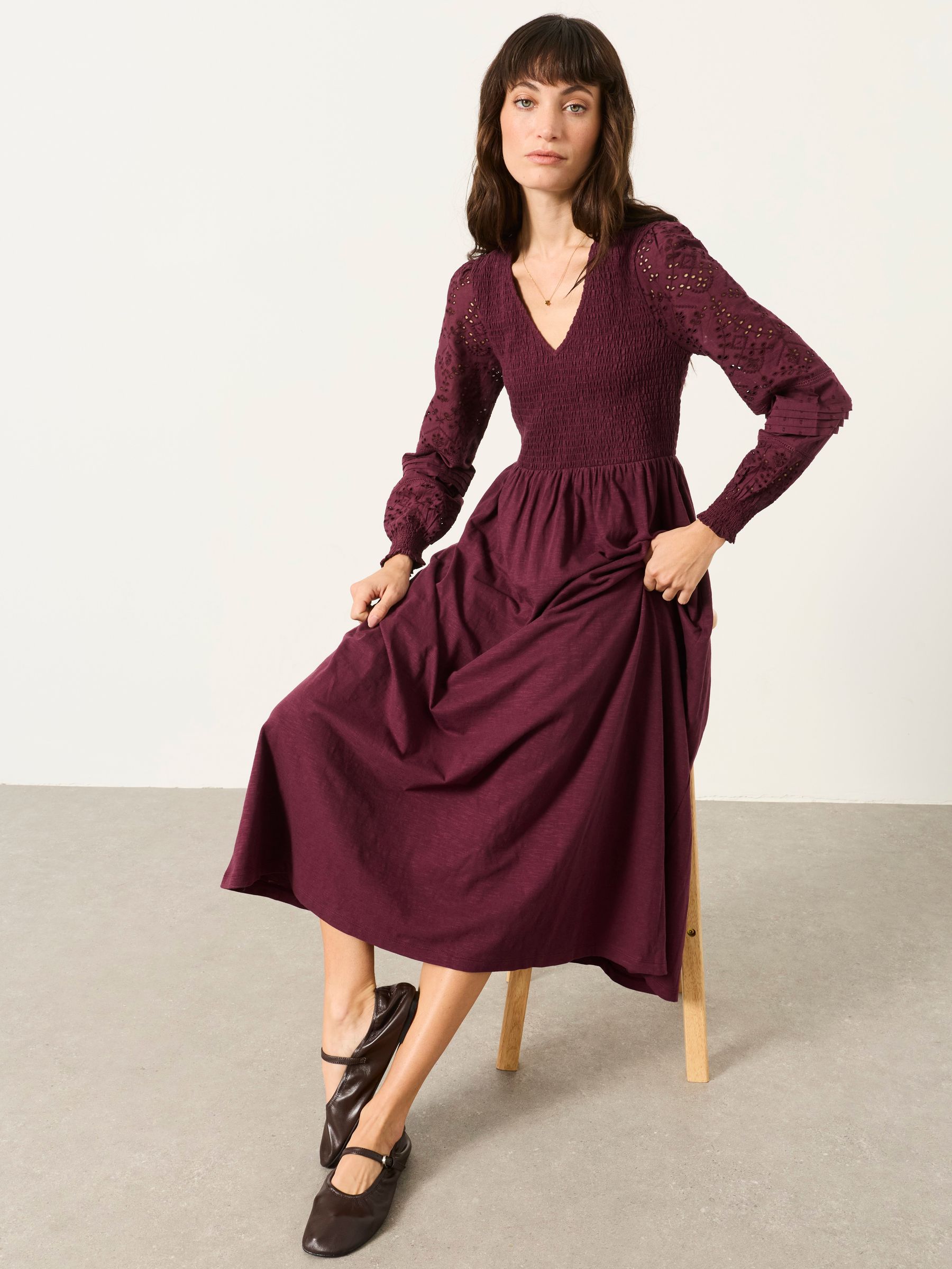 Demi Dark Purple Midi Jersey Dress - Image 3 of 5