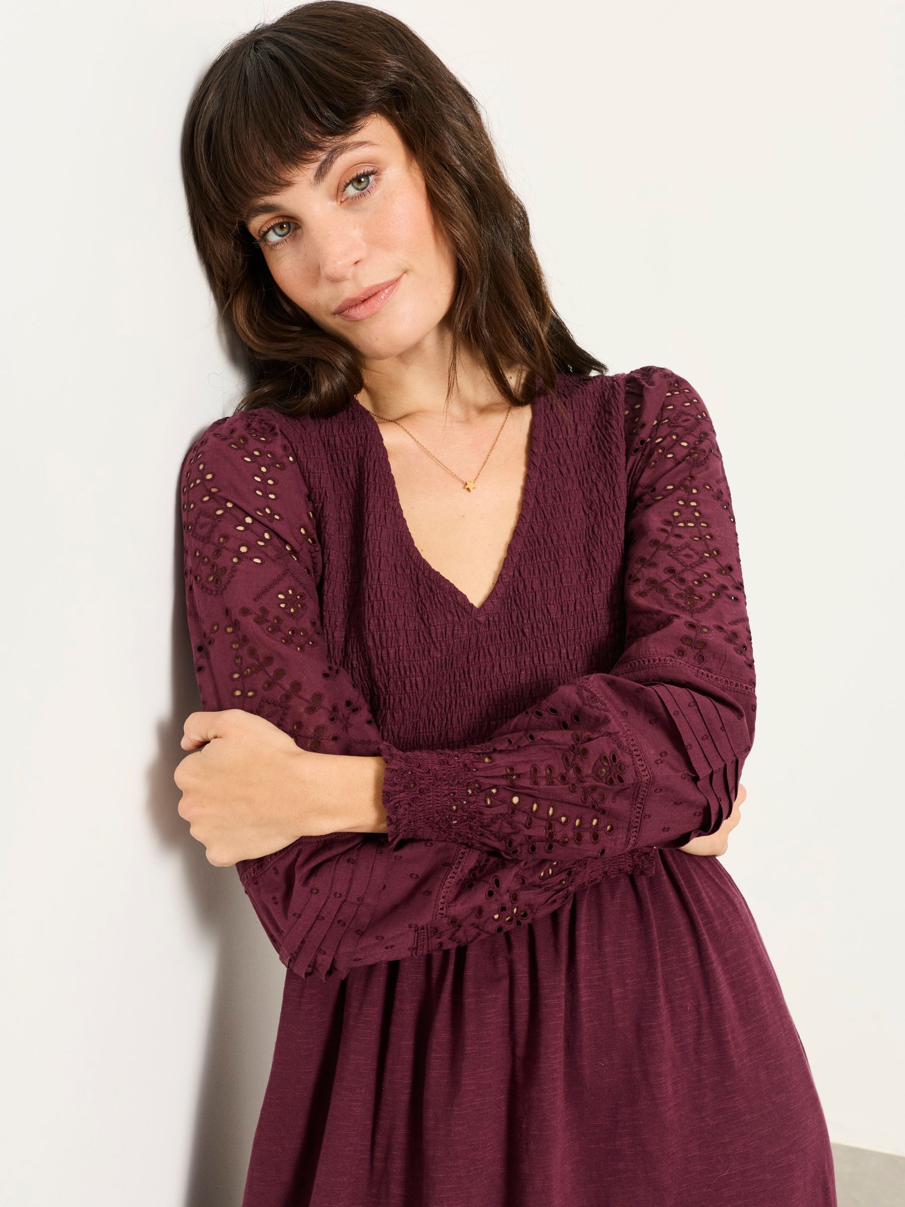 Demi Dark Purple Midi Jersey Dress - Image 4 of 5