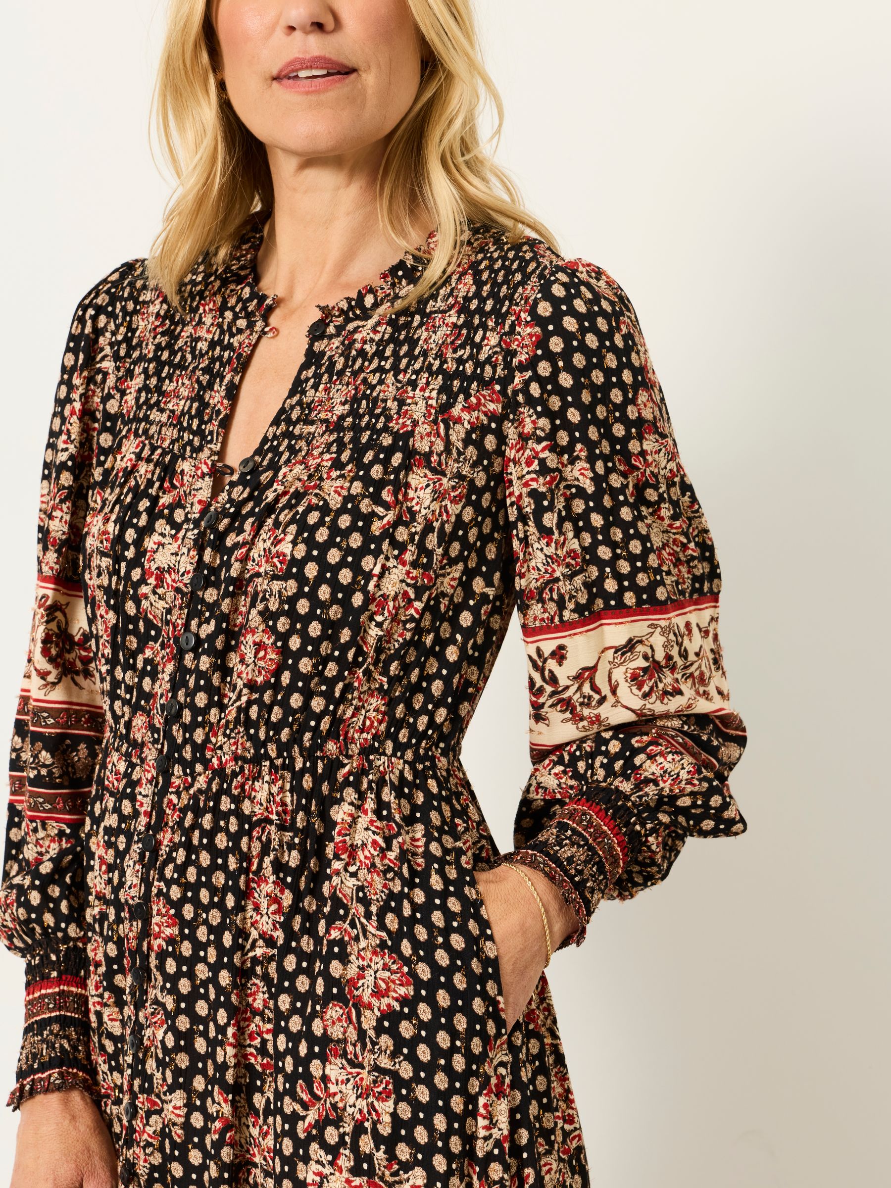 Isabella Black Floral Sparkle Maxi Dress - Image 3 of 6
