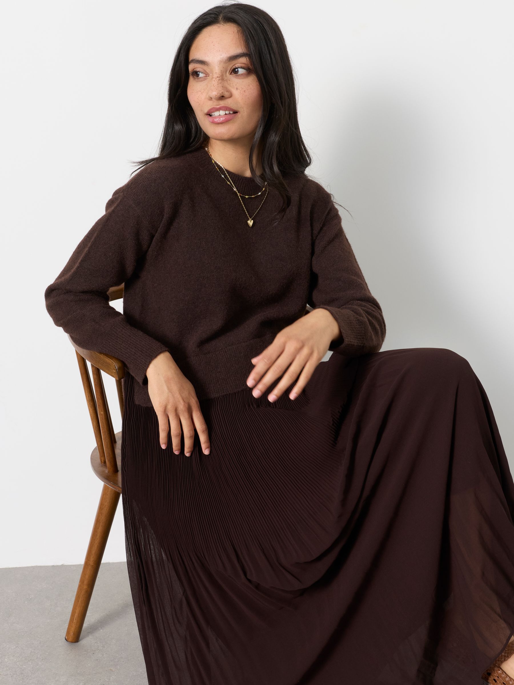 Chocolate Brown Sally 2 in 1 Midaxi Dress - Image 5 of 6