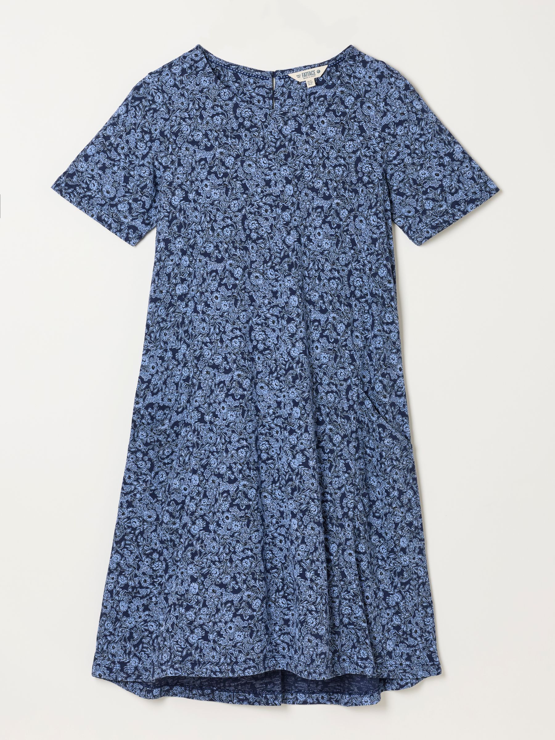 Simone Blue 2 Tone Floral Jersey Dress - Image 7 of 7