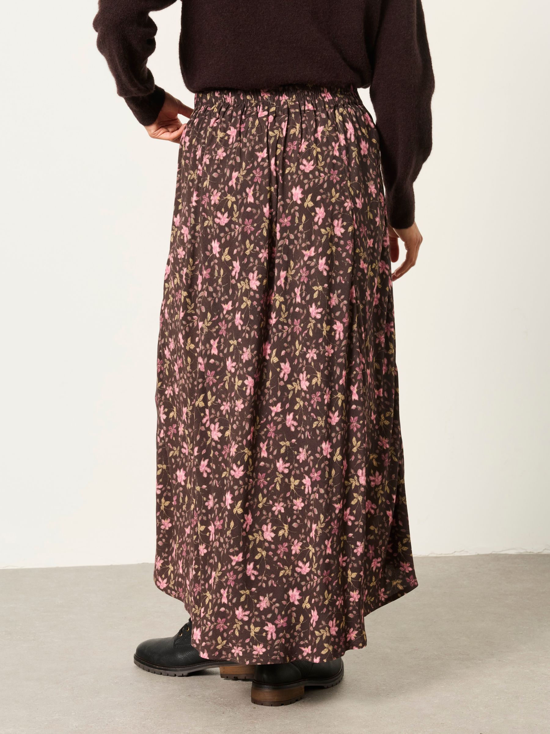 Sadie Brown Winter Floral Midi Skirt - Image 2 of 6