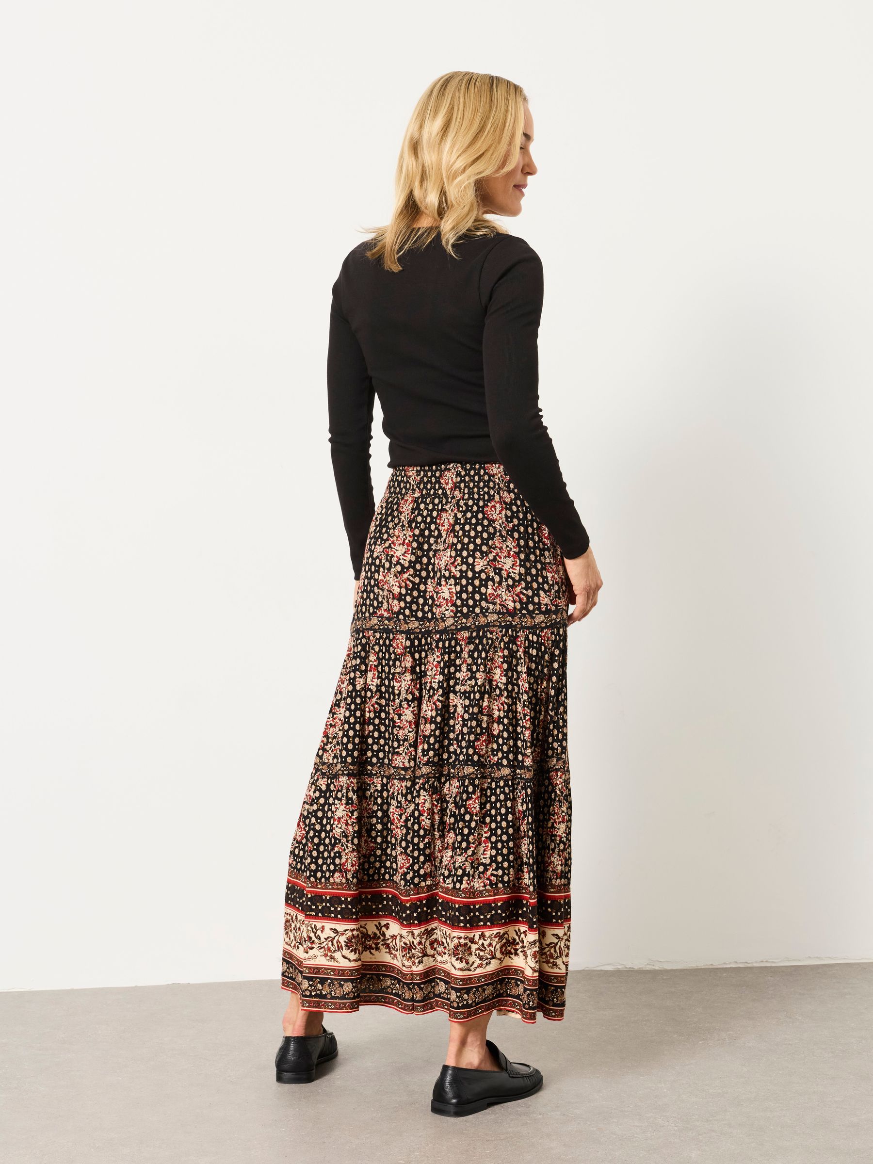 Jayla Black Linear Sketch Floral Maxi Skirt - Image 2 of 6 Jayla Black Linear Sketch Floral Maxi Skirt - Image 2 of 6