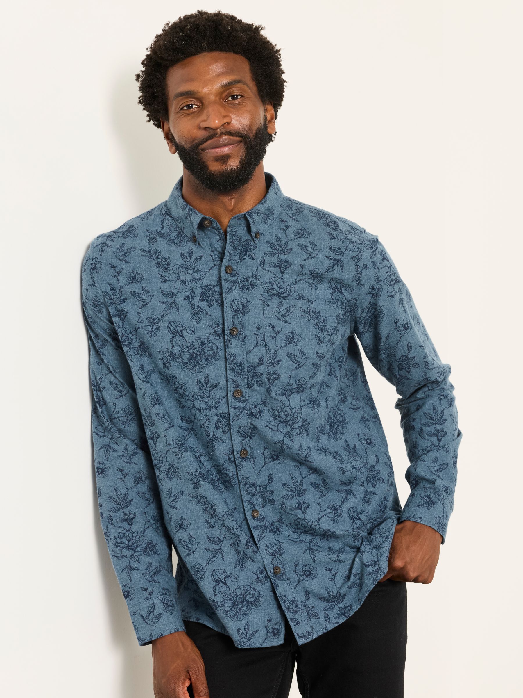 Blue Long Sleeve Forgotten Stories Botanic Print Shirt - Image 5 of 6