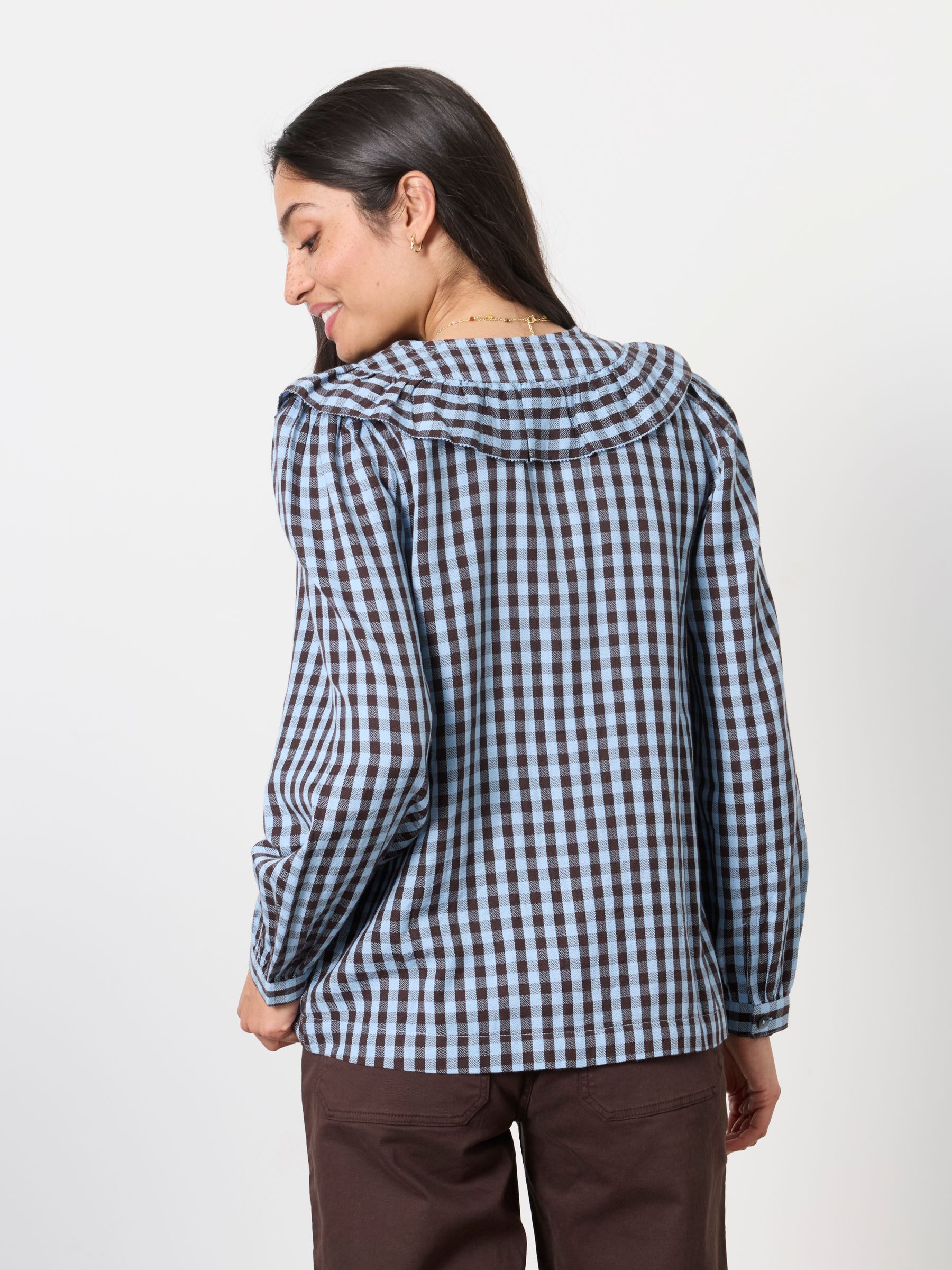 Alba Blue Gingham Blouse - Image 2 of 4