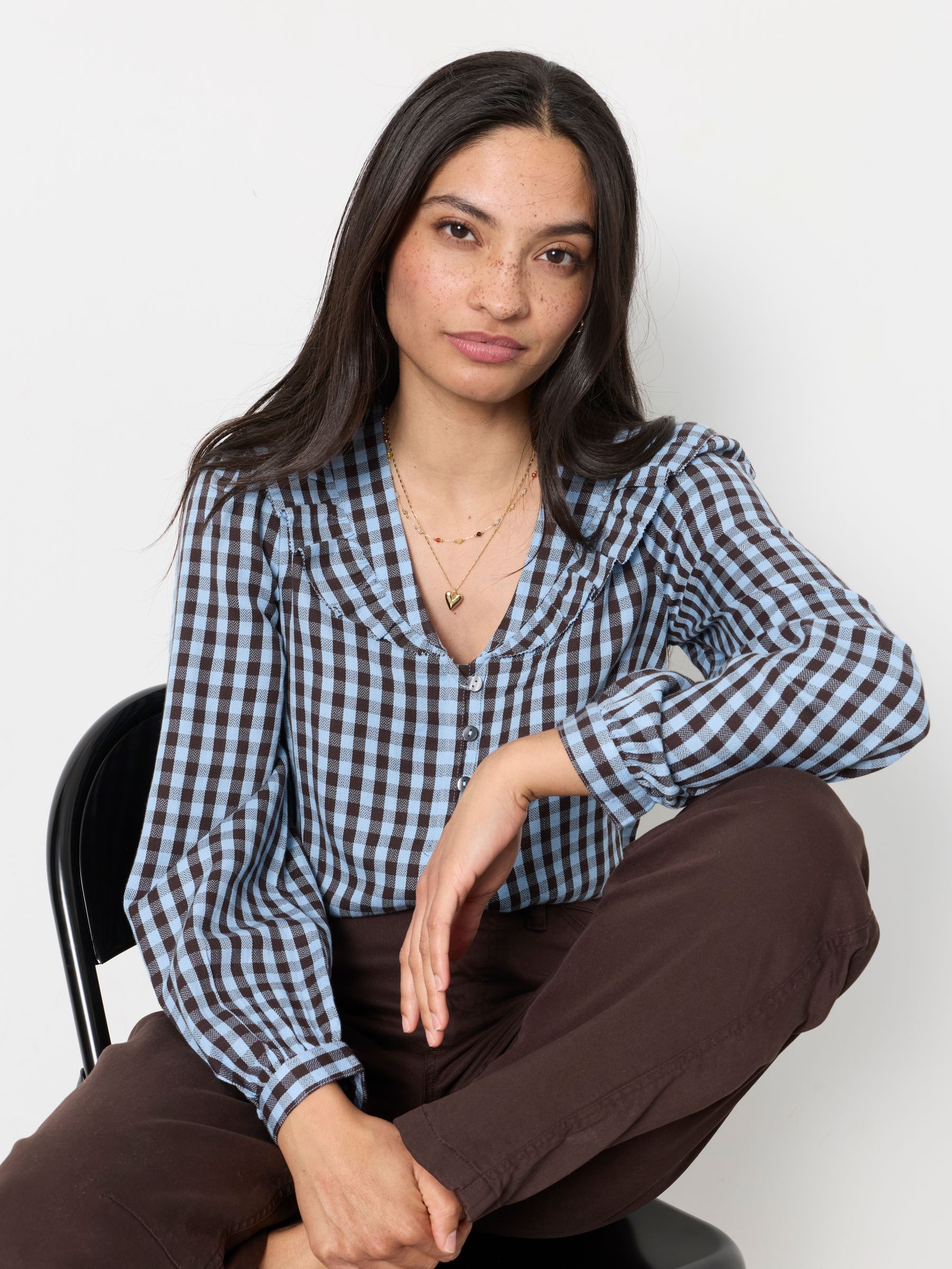 Alba Blue Gingham Blouse - Image 3 of 4