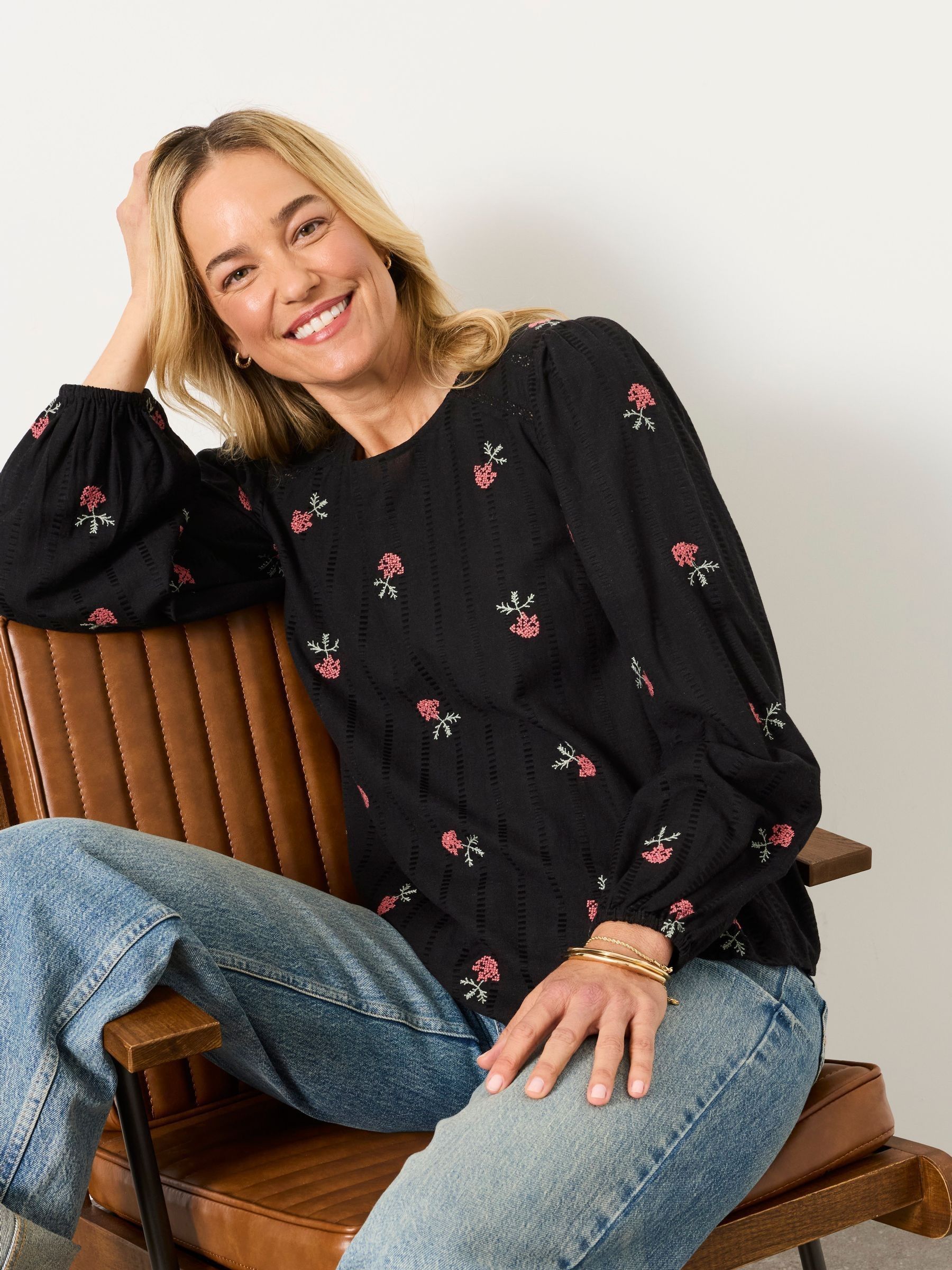 Sofia Black Embroidered Blouse - Image 1 of 6