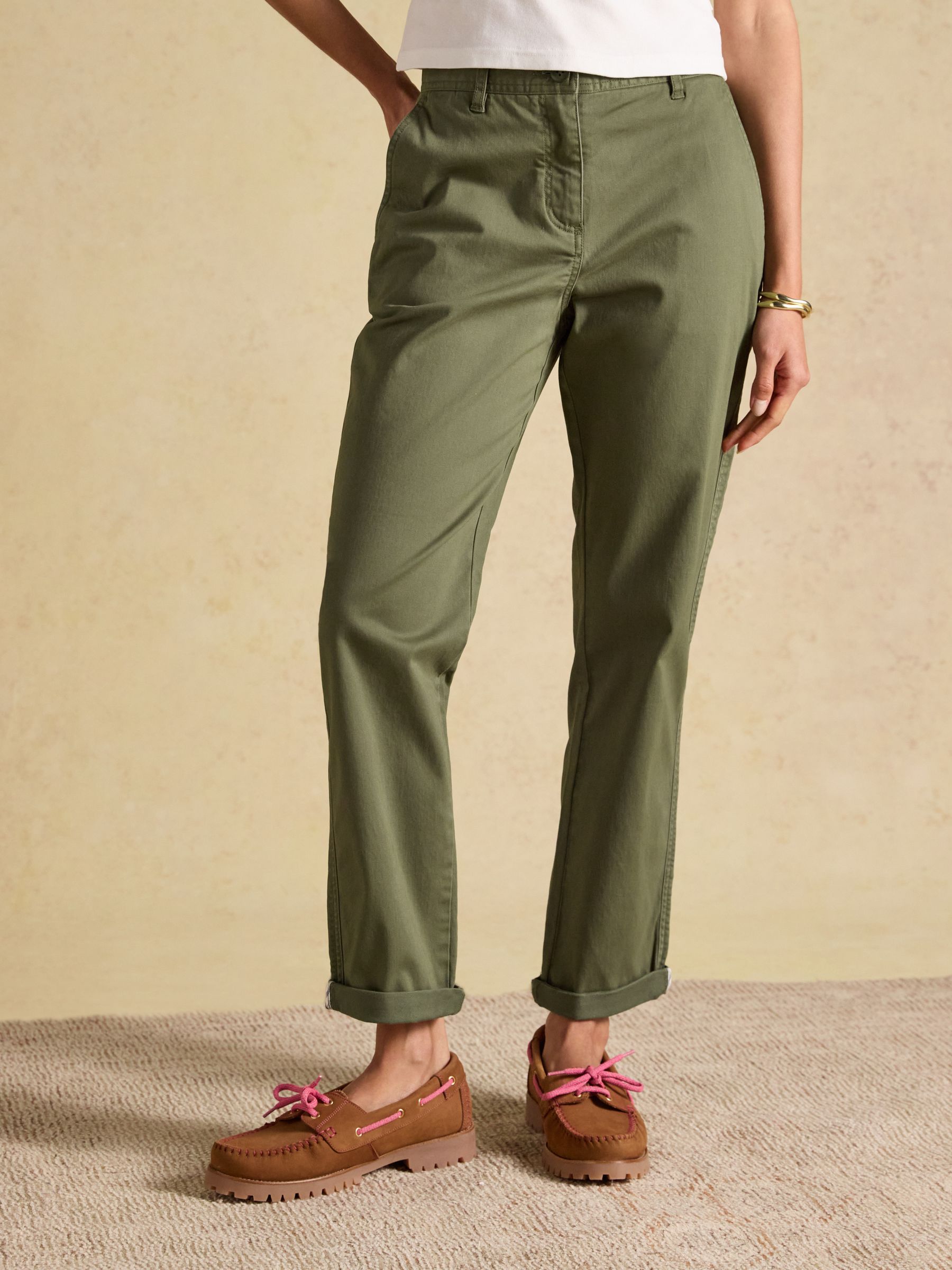 Khaki Green Slim Fit Chino Trouser With Elasticated Waist - Image 1 of 8 Khaki Green Slim Fit Chino Trouser With Elasticated Waist - Image 1 of 8