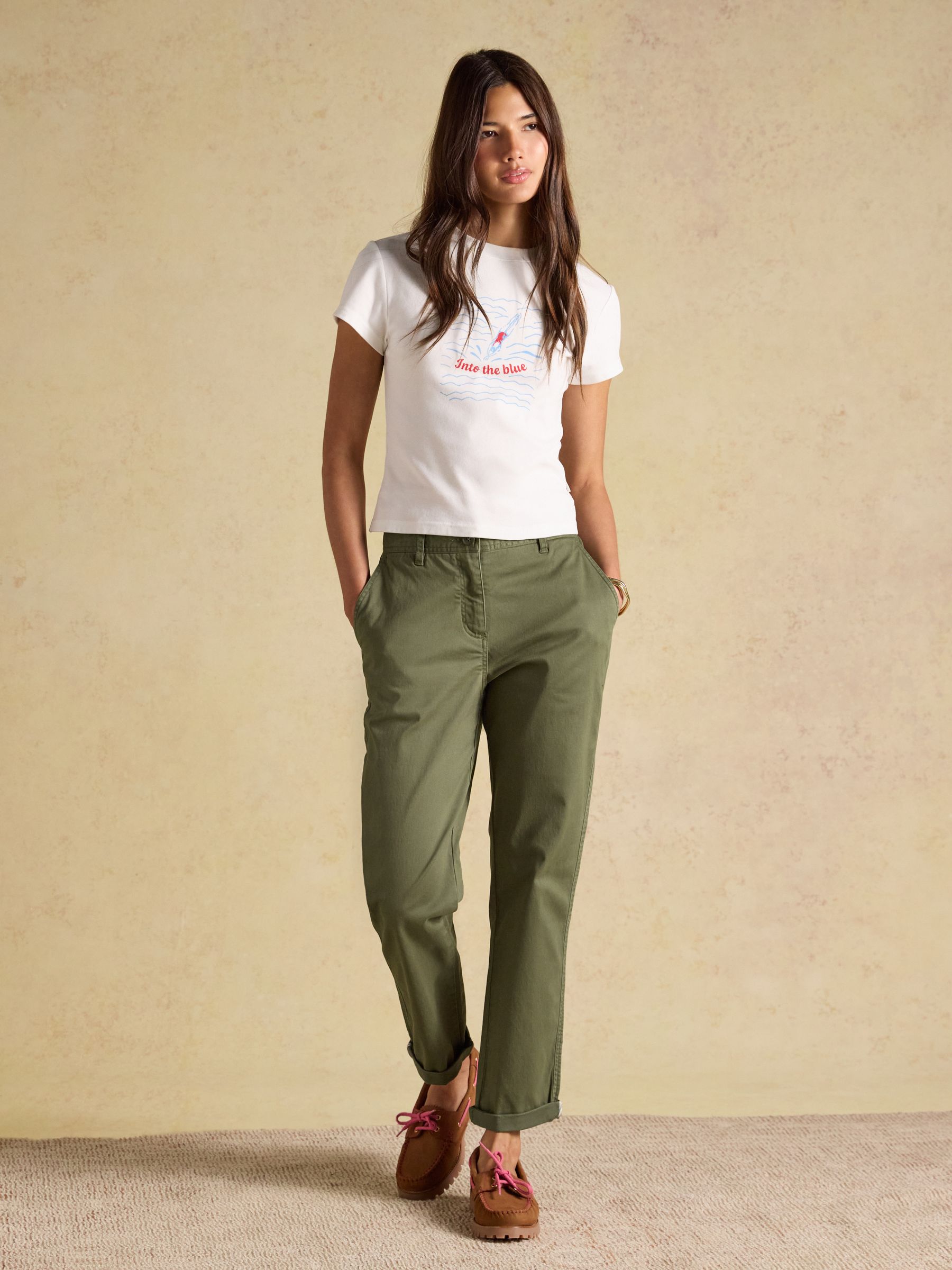 Khaki Green Slim Fit Chino Trouser With Elasticated Waist - Image 3 of 8