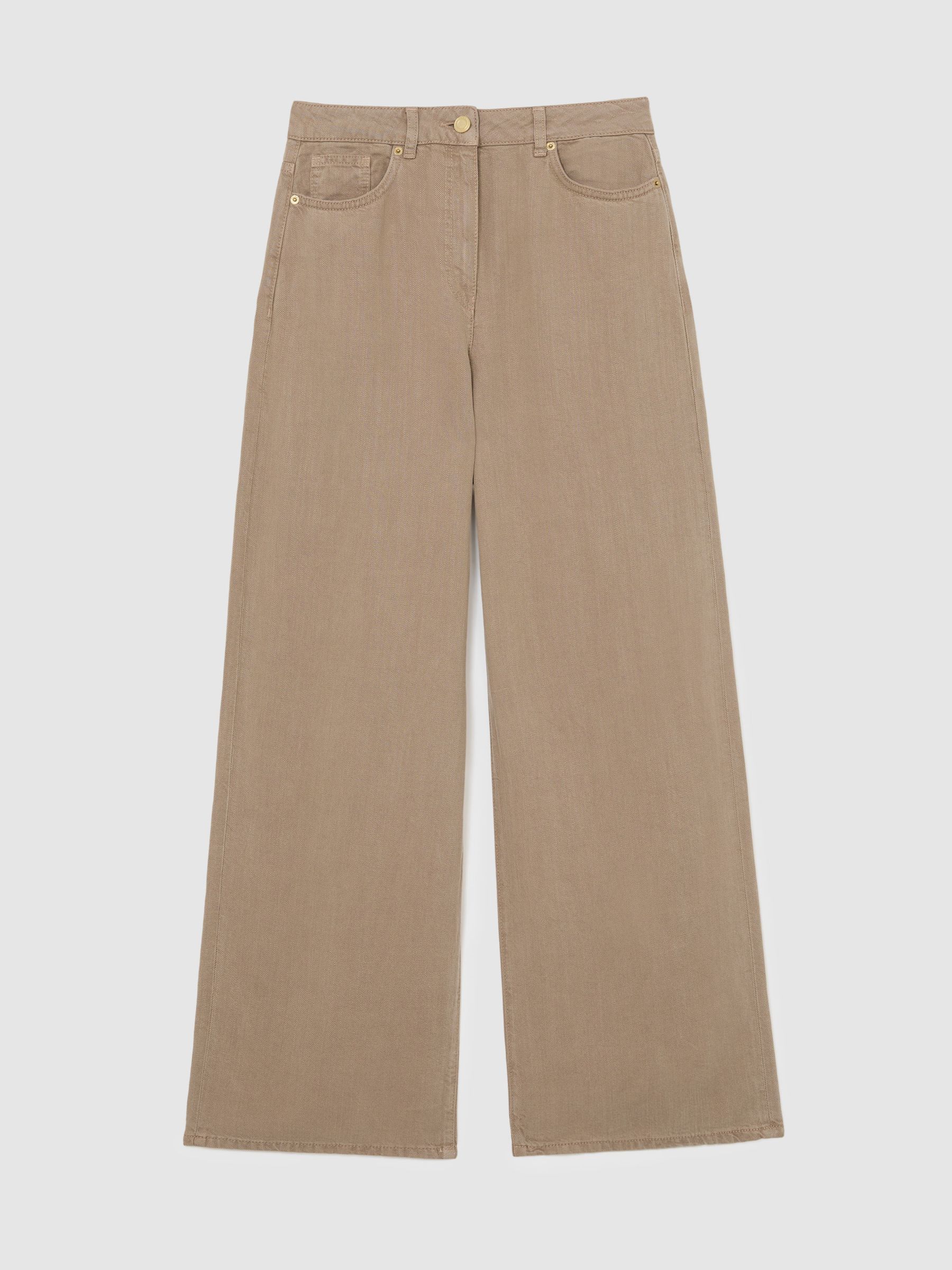 Lyocell-Linen Wide-Leg Trousers in Taupe Neutral - image 1