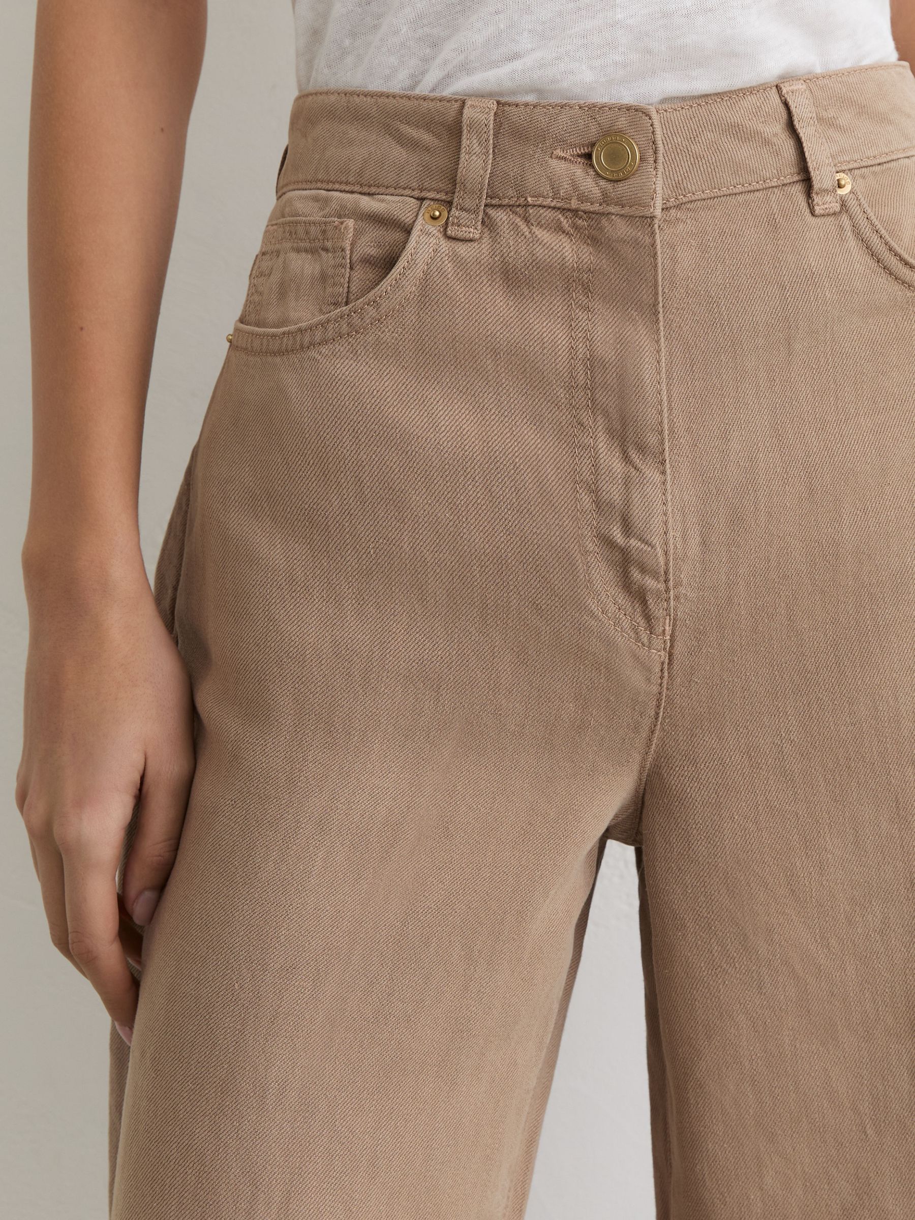 Petite Lyocell-Linen Wide-Leg Trousers in Taupe Neutral - Image 3 of 7