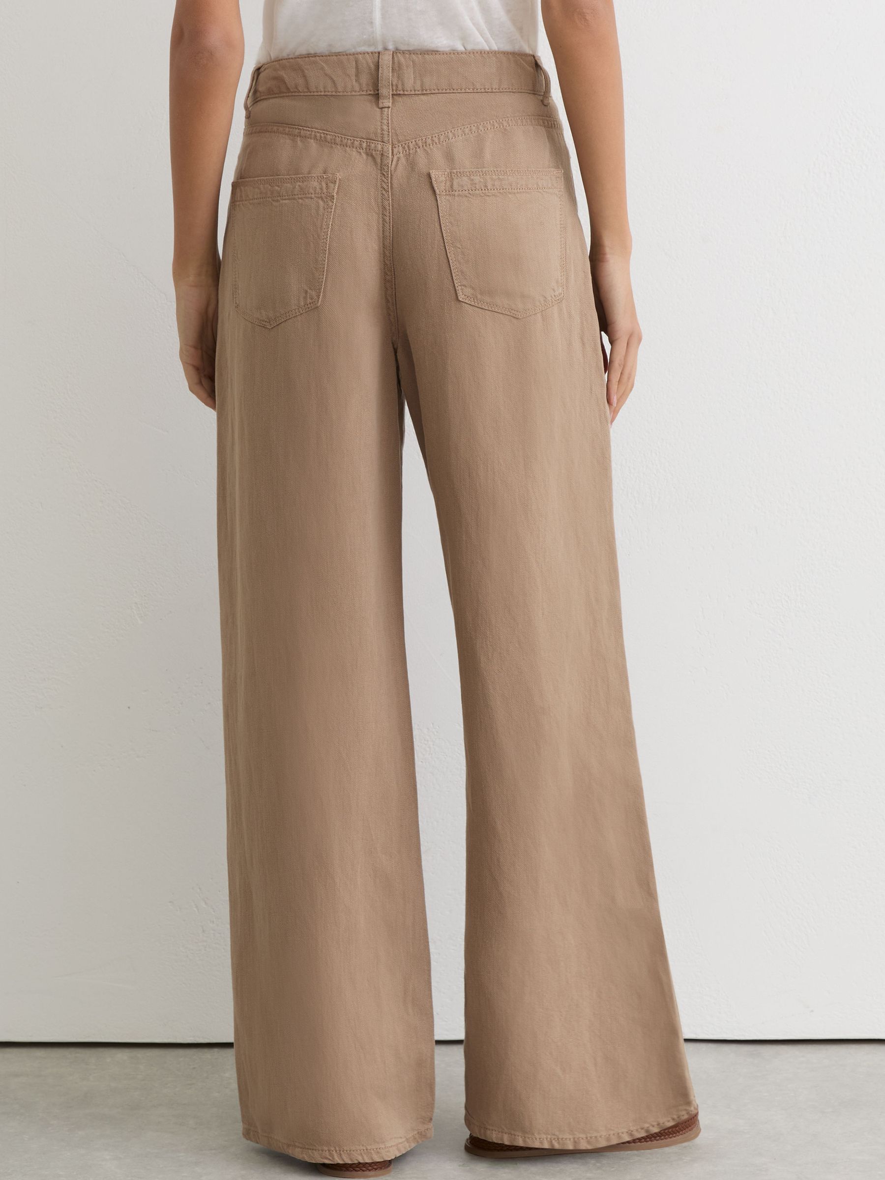 Petite Lyocell-Linen Wide-Leg Trousers in Taupe Neutral - Image 5 of 7