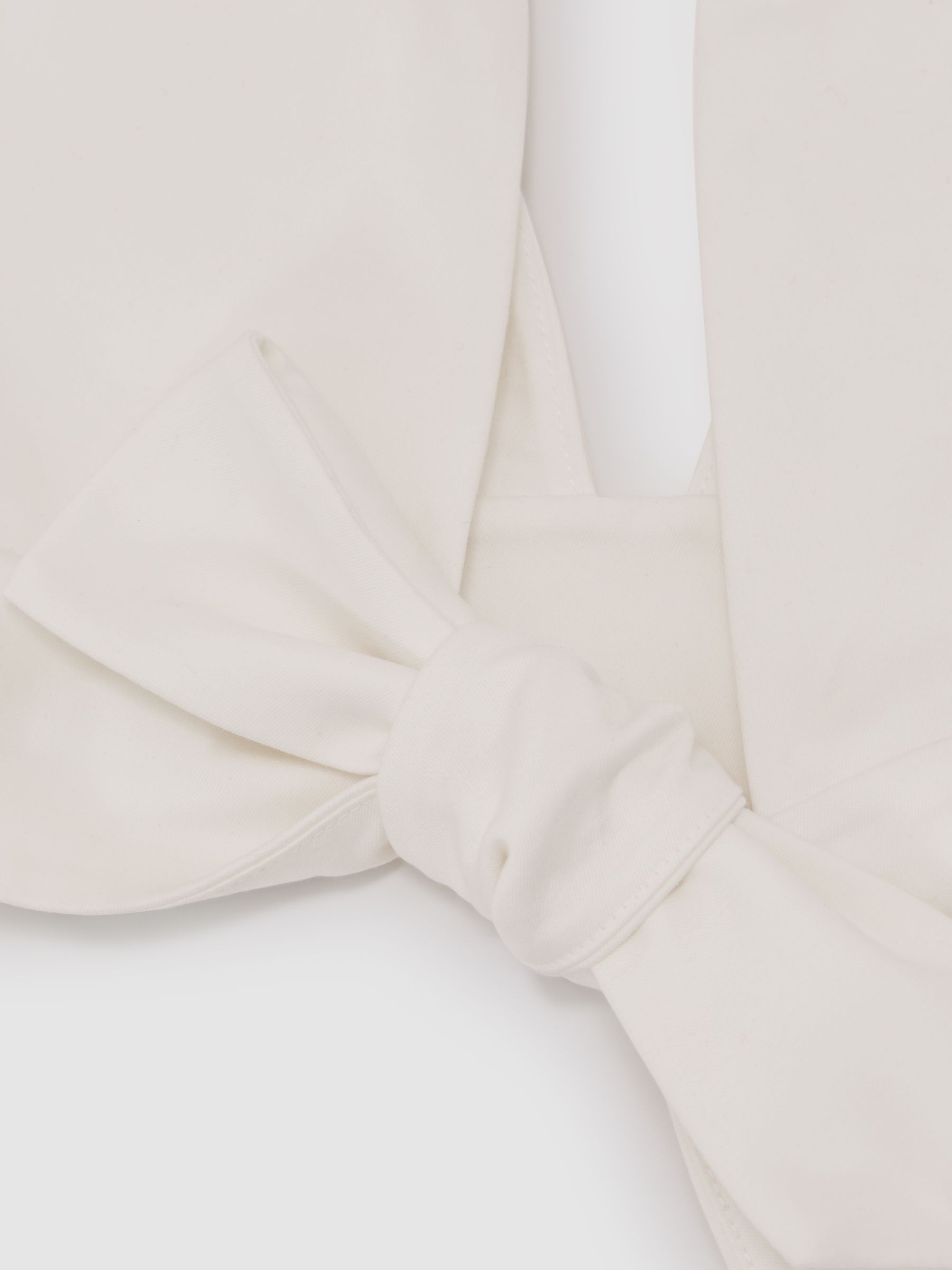 Cotton Tie-Back Plunge Cropped Top in Ivory - image 3