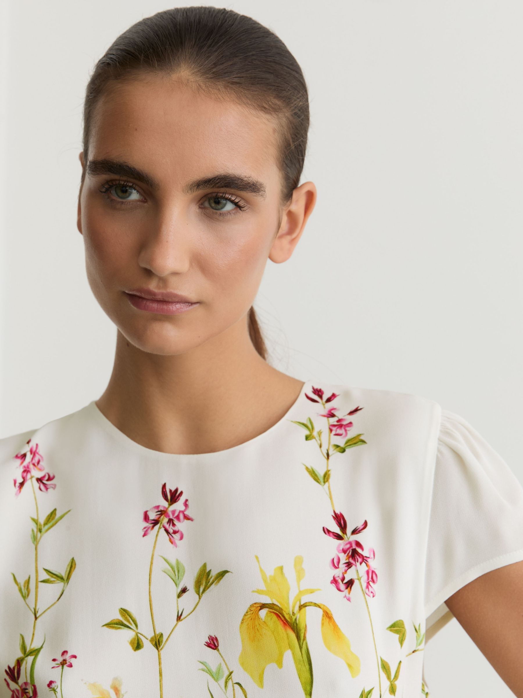Floral-Print Belted Midi Dress in Cream/Yellow - image 5