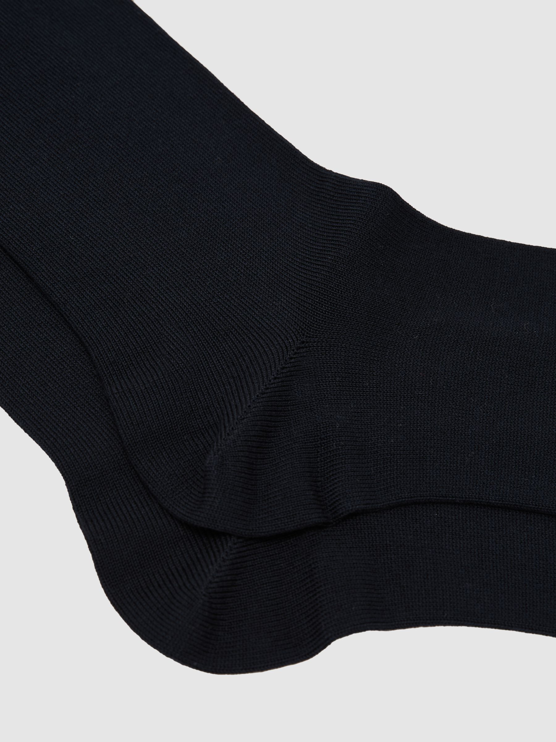 Cotton-Blend Script-Logo Socks in Navy - image 2