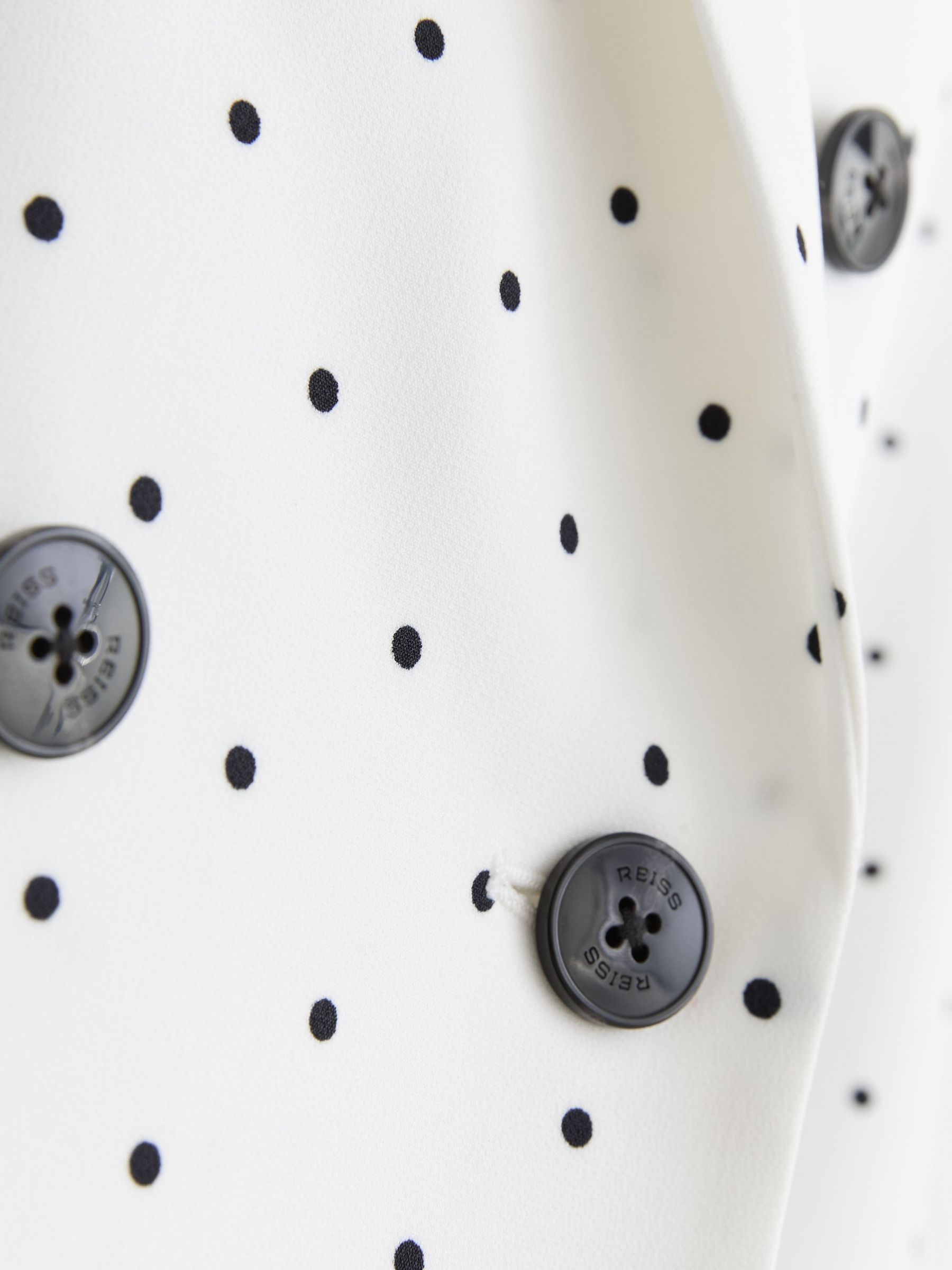 Polka-Dot Double-Breasted Suit Blazer in White/Navy - Image 6 of 7