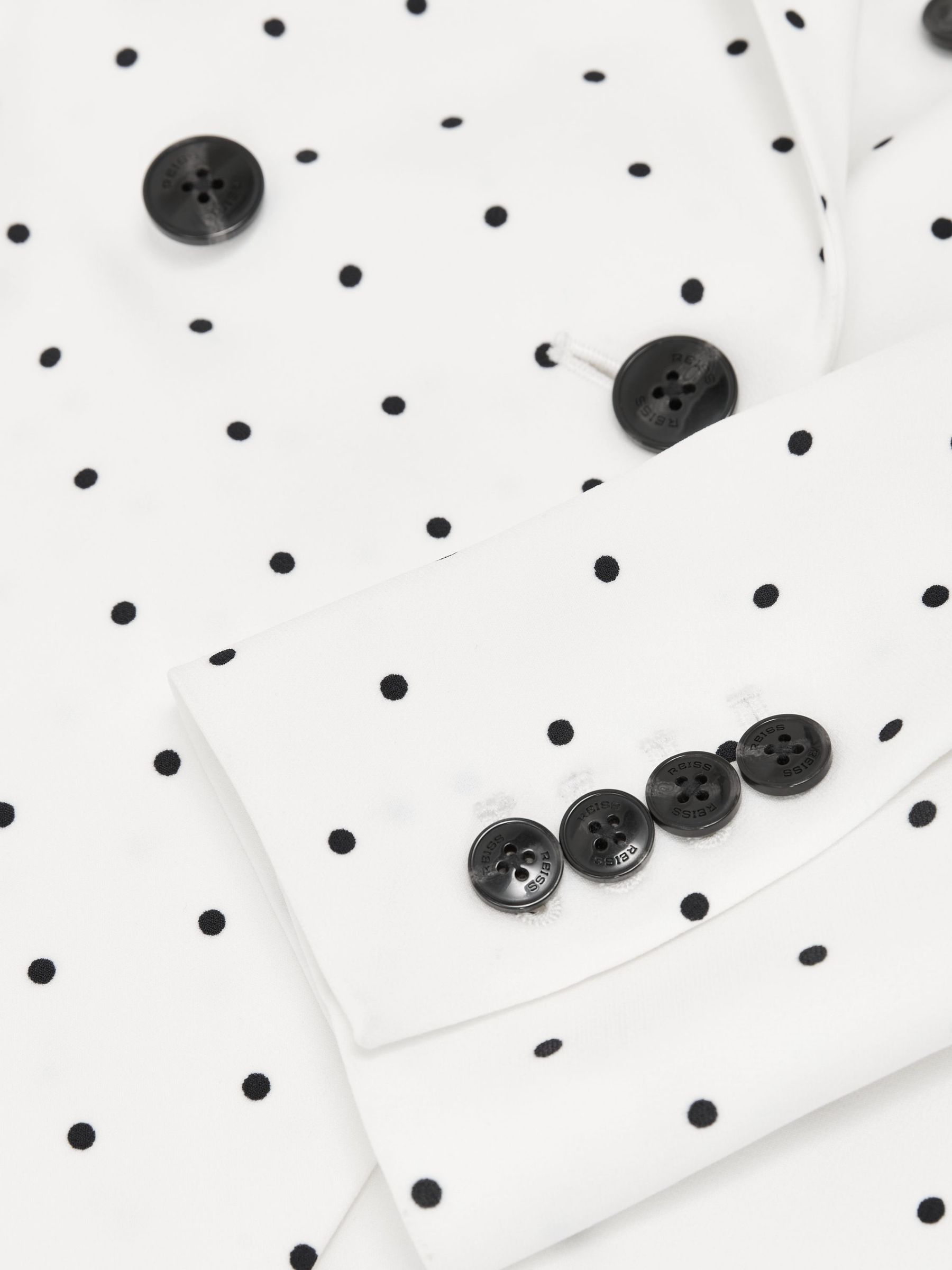 Polka-Dot Double-Breasted Suit Blazer in White/Navy - image 2