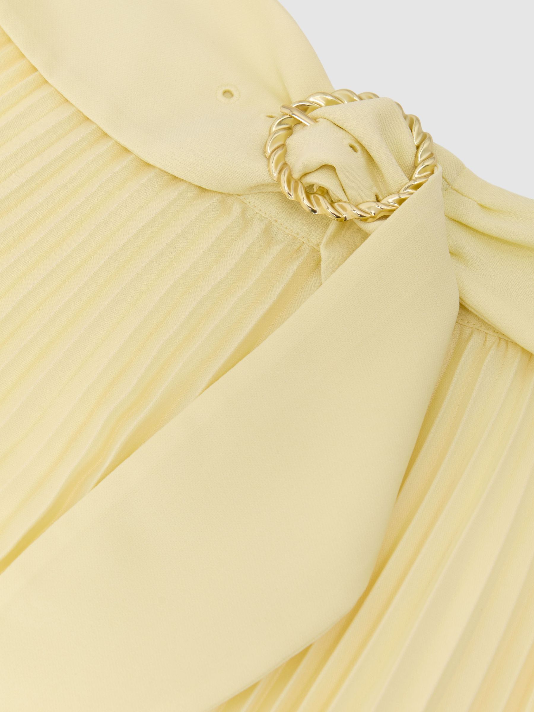 Pleated Belted Midi Skirt in Yellow - image 4