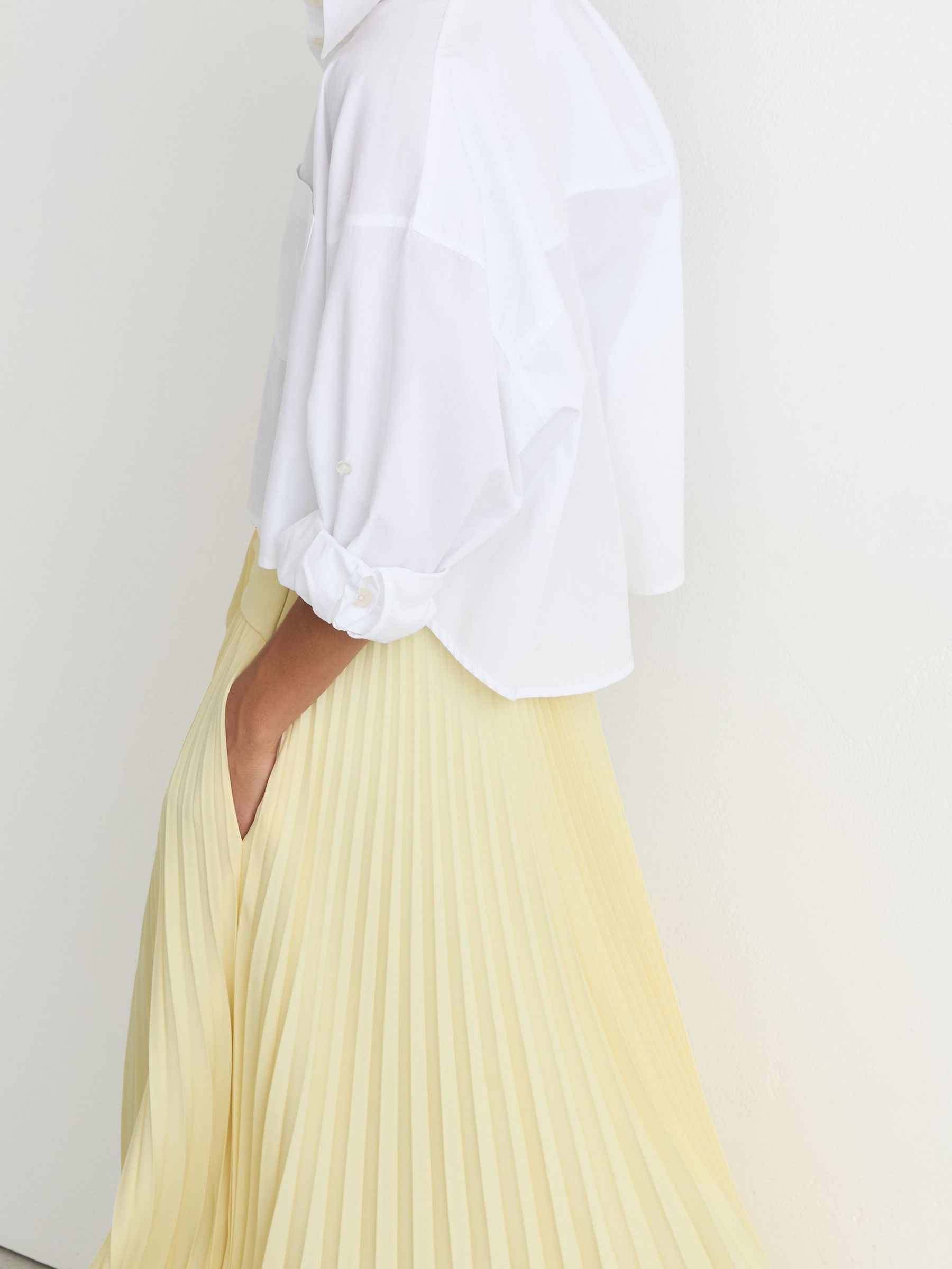 Pleated Belted Midi Skirt in Yellow - image 2