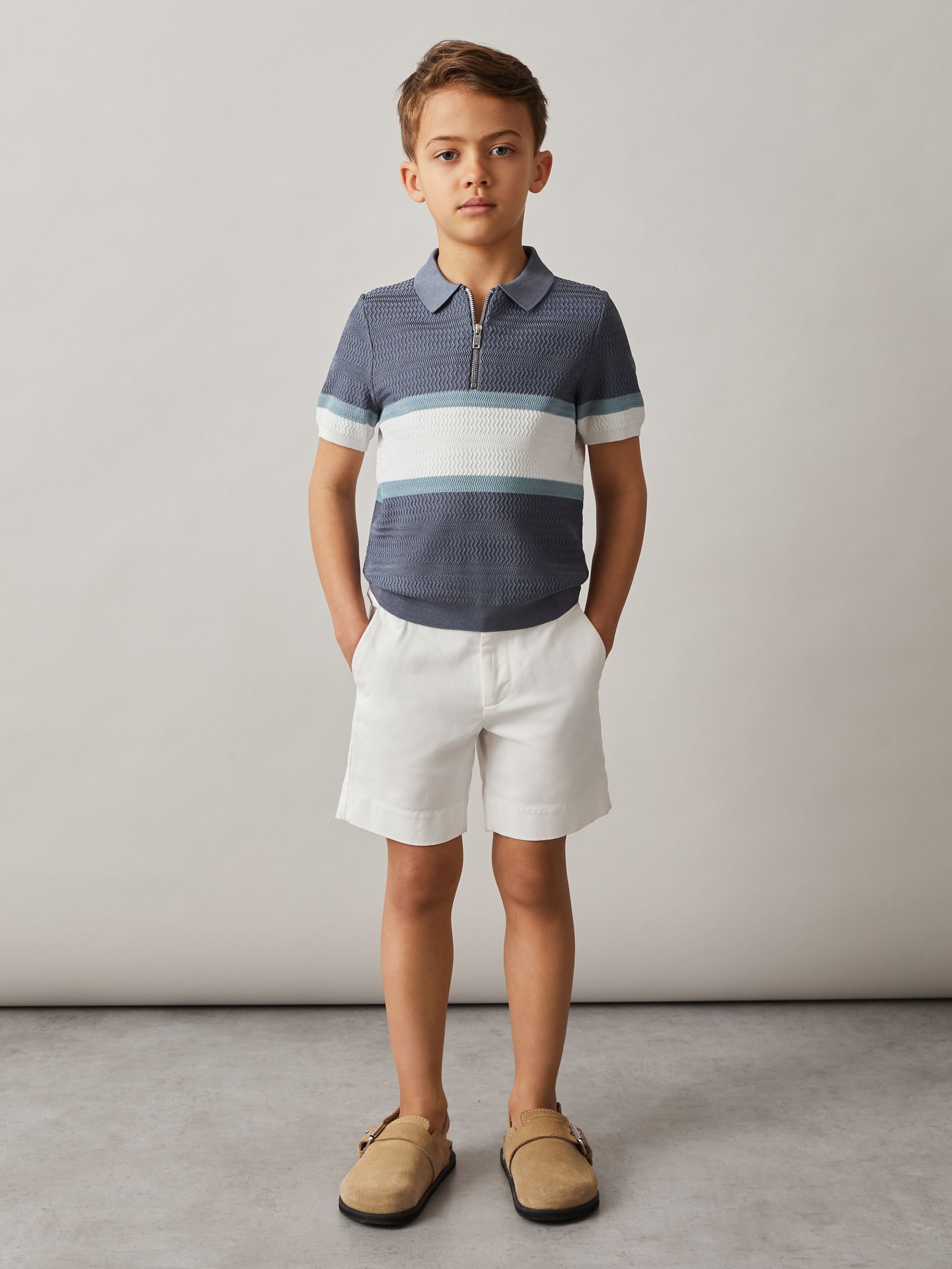 9-13 yrs Cotton Chino Shorts with Stretch in White - Image 1 of 4