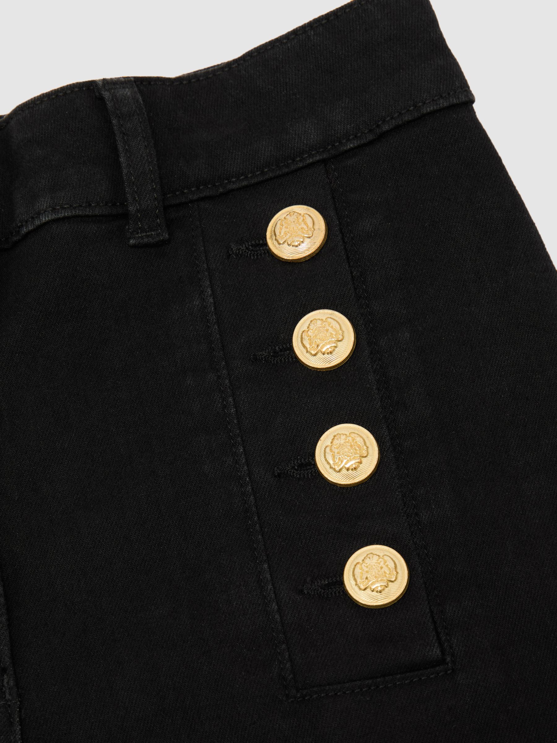 Button-Detail High-Rise Flared Jeans in Black - image 3