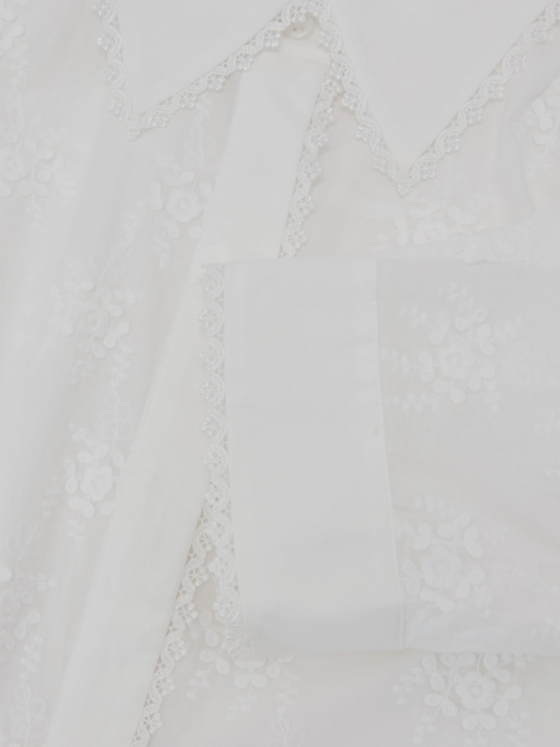 Cotton Floral-Embroidered Shirt in Ivory - image 3