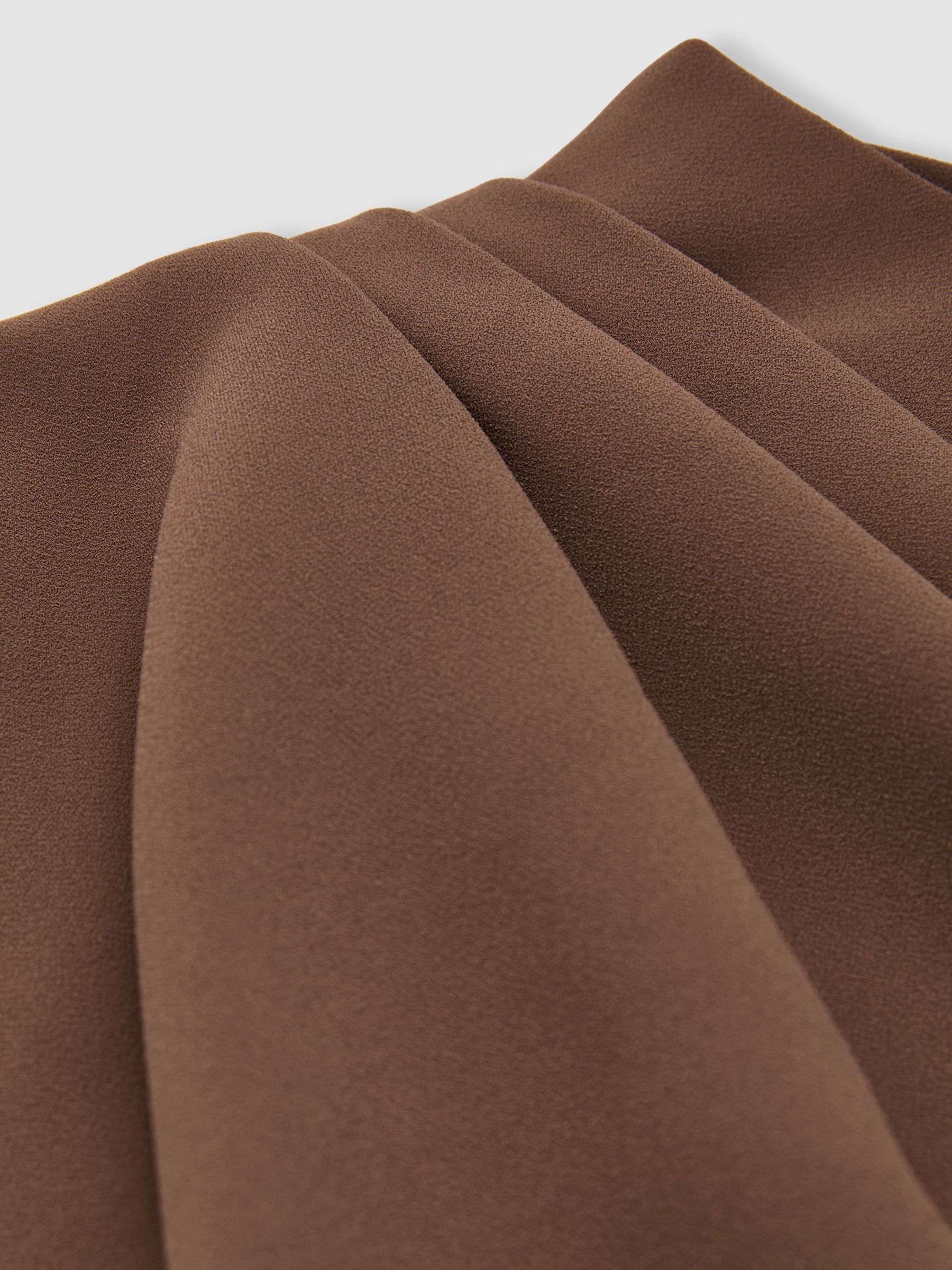 One-Shoulder Draped Mini Dress in Taupe Brown - image 3