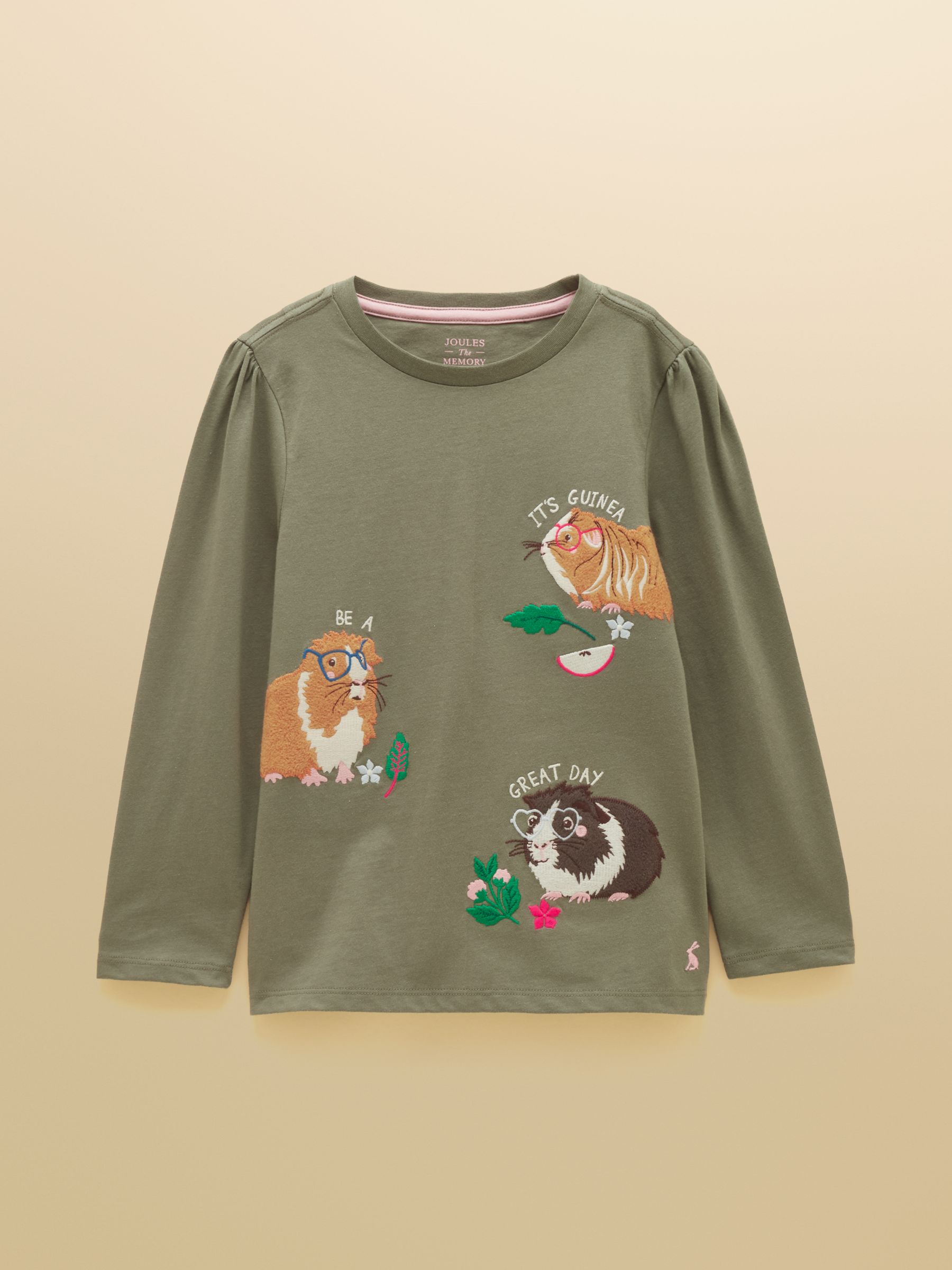 Girls' Ava Khaki Green Applique Long Sleeve Top - Image 1 of 5