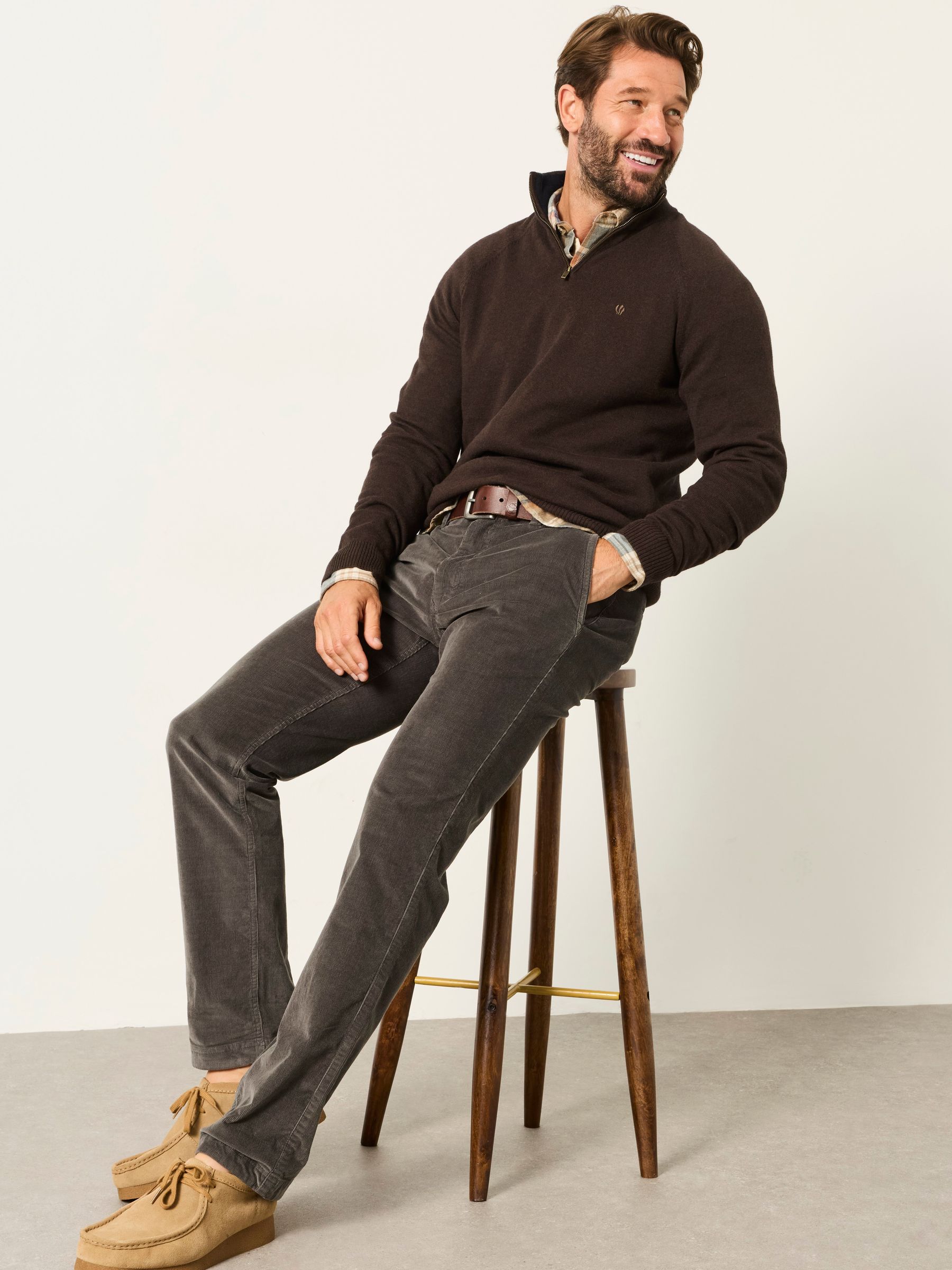 Charcoal Grey Cord Straight Fit Trousers - Image 3 of 5