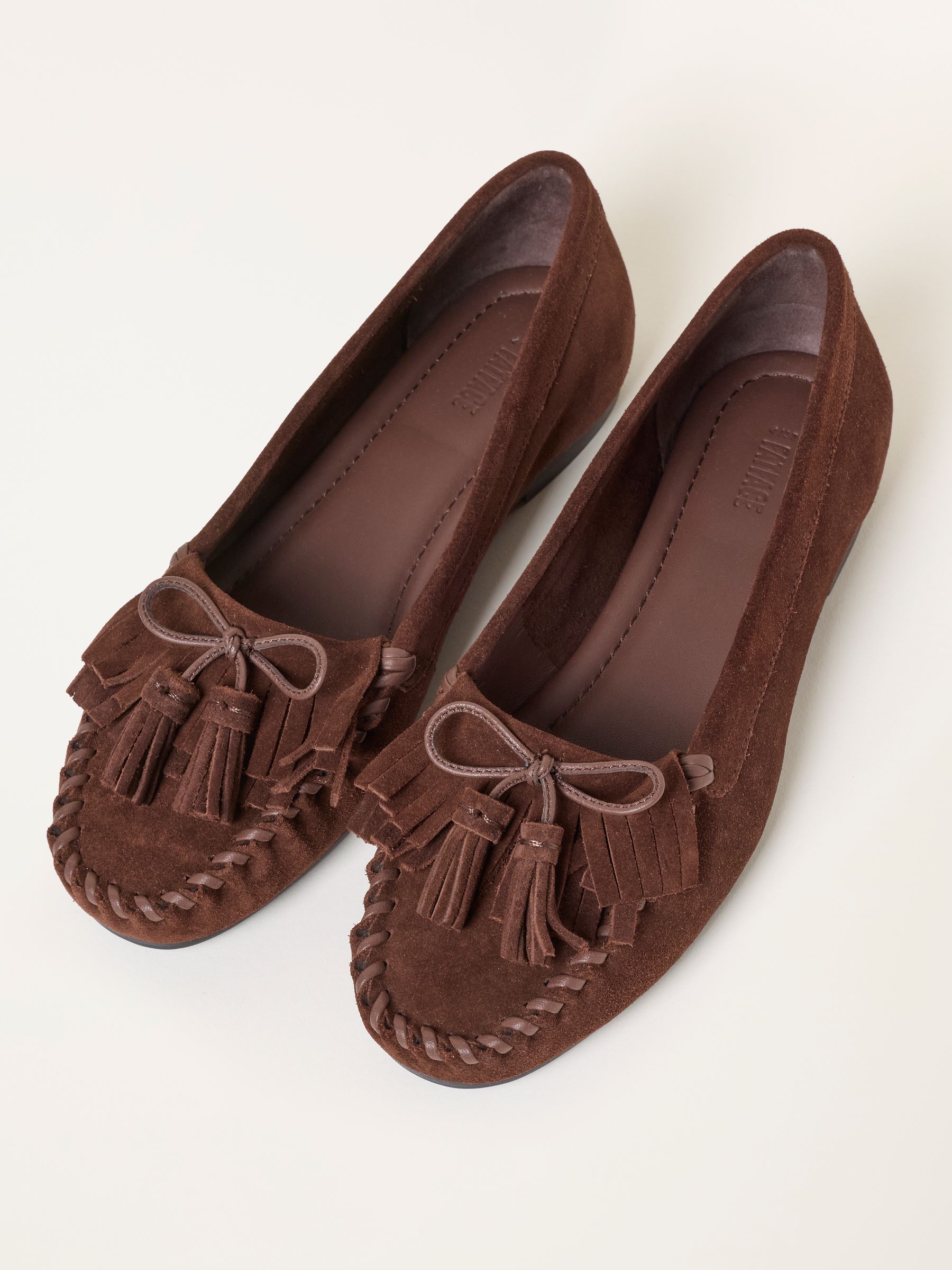 Chocolate Brown Suede Tassel Moccasin - Image 4 of 4 Chocolate Brown Suede Tassel Moccasin - Image 4 of 4