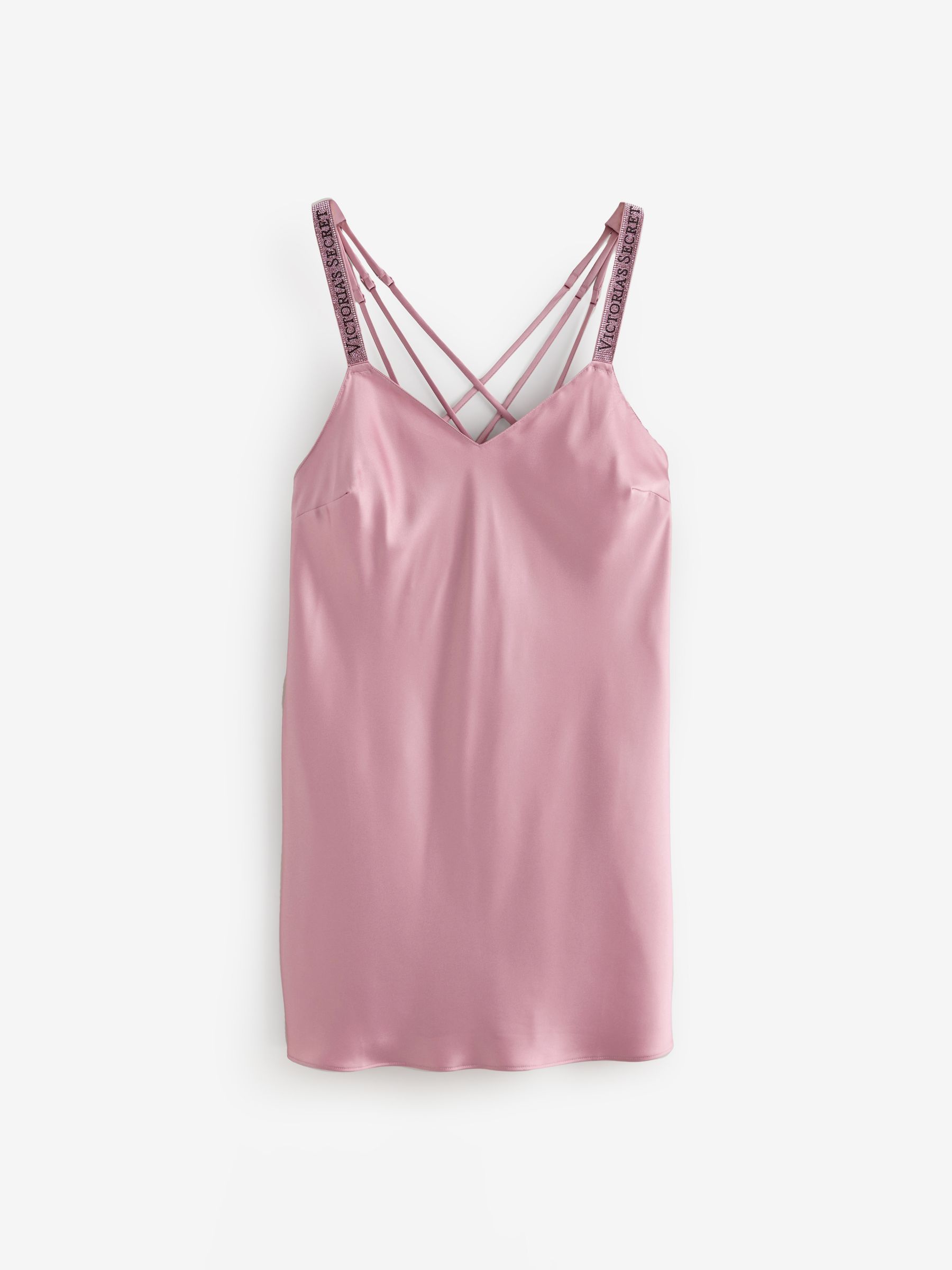 Dusk Rose Pink Shine Satin Strappy Back Slip - Image 1 of 3