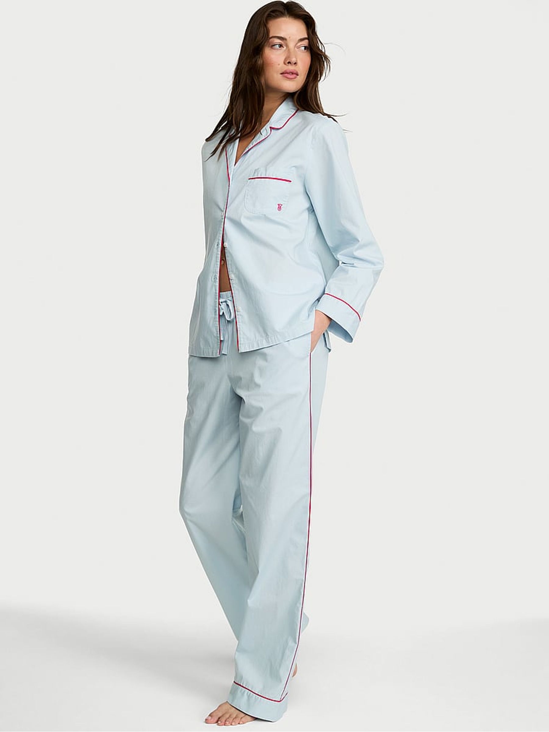Celestial Blue Heritage Cotton Long Pyjama Set - Image 1 of 2