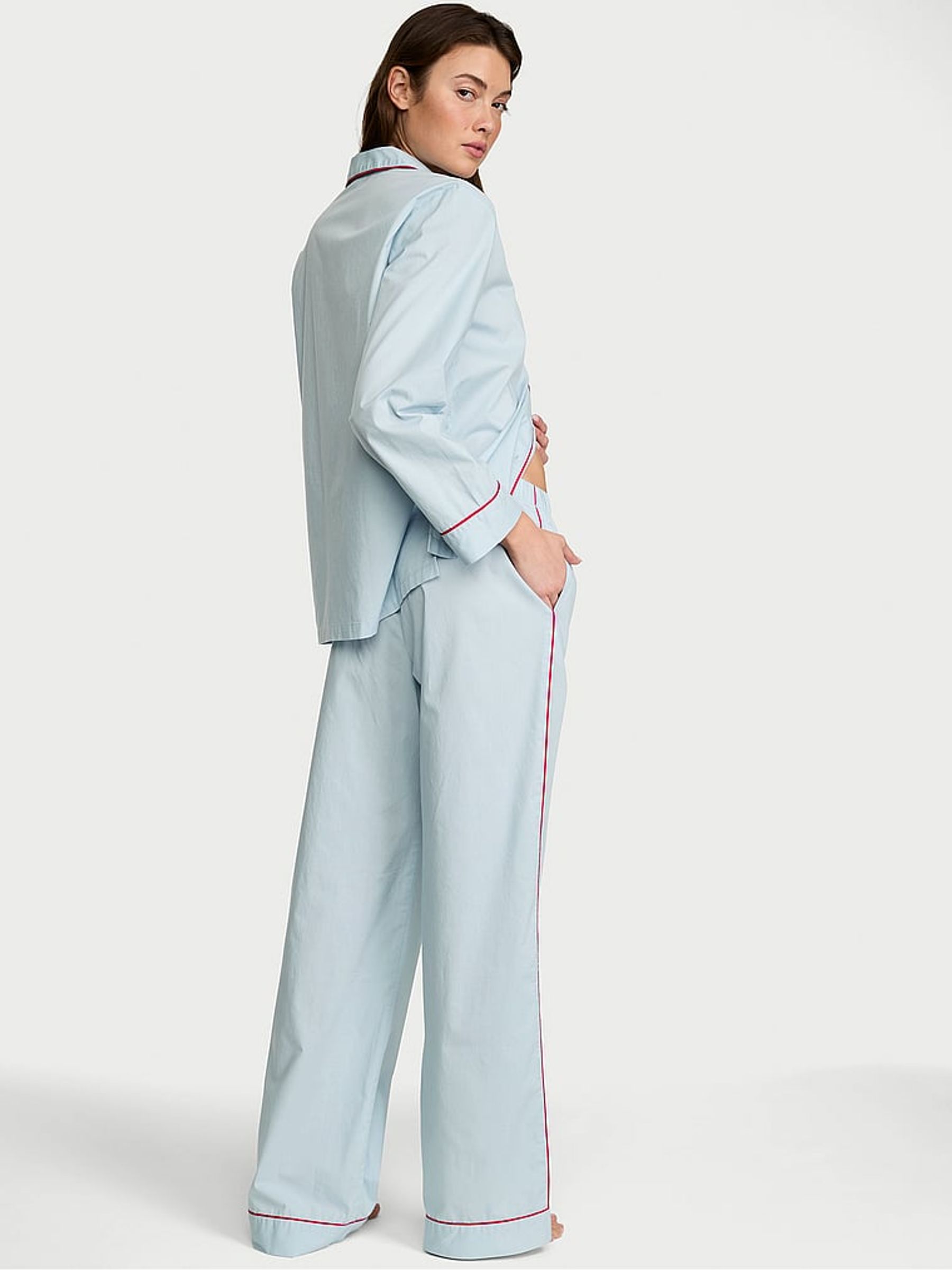 Celestial Blue Heritage Cotton Long Pyjama Set - Image 2 of 2