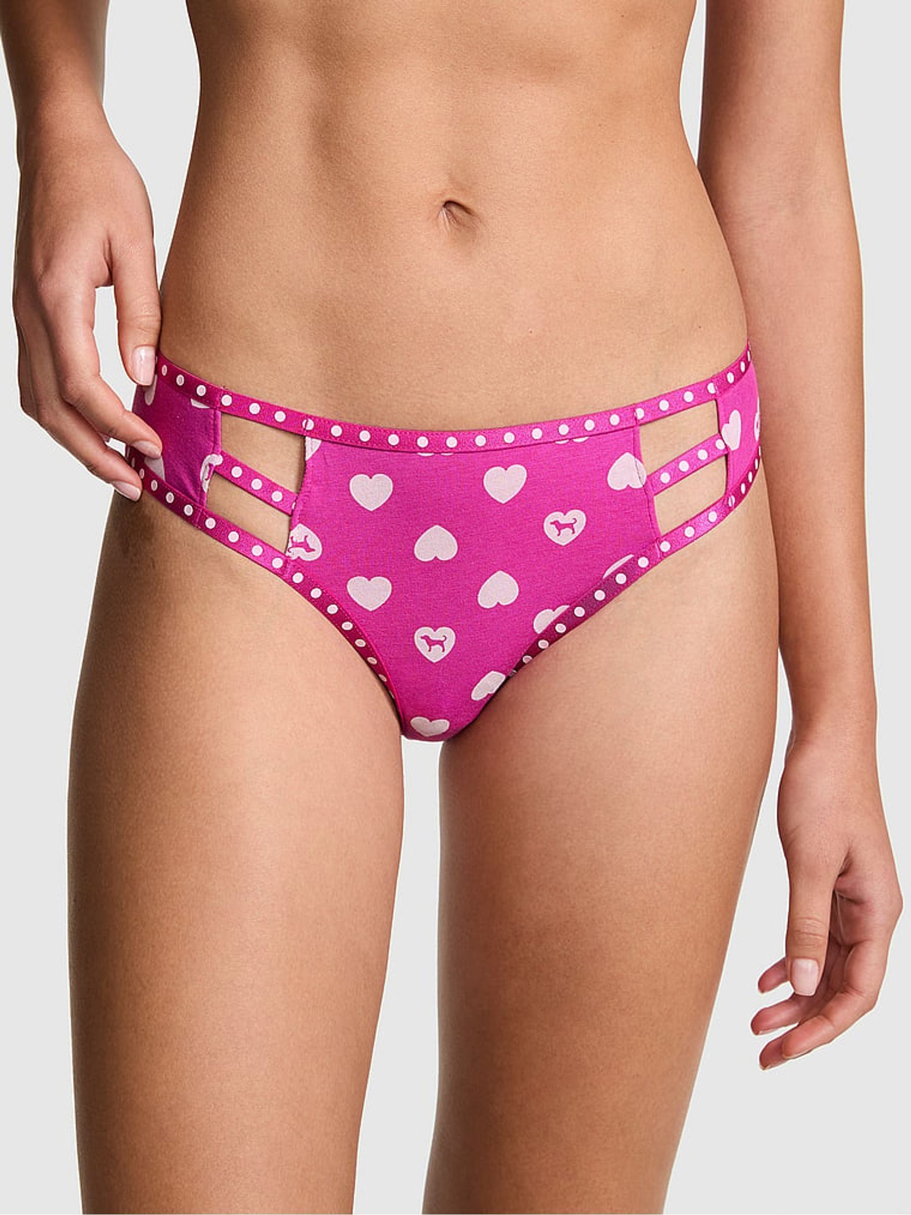 Pink Fire Heart Dog Print Cheeky Mini Logo Knickers - Image 1 of 2 Pink Fire Heart Dog Print Cheeky Mini Logo Knickers - Image 1 of 2