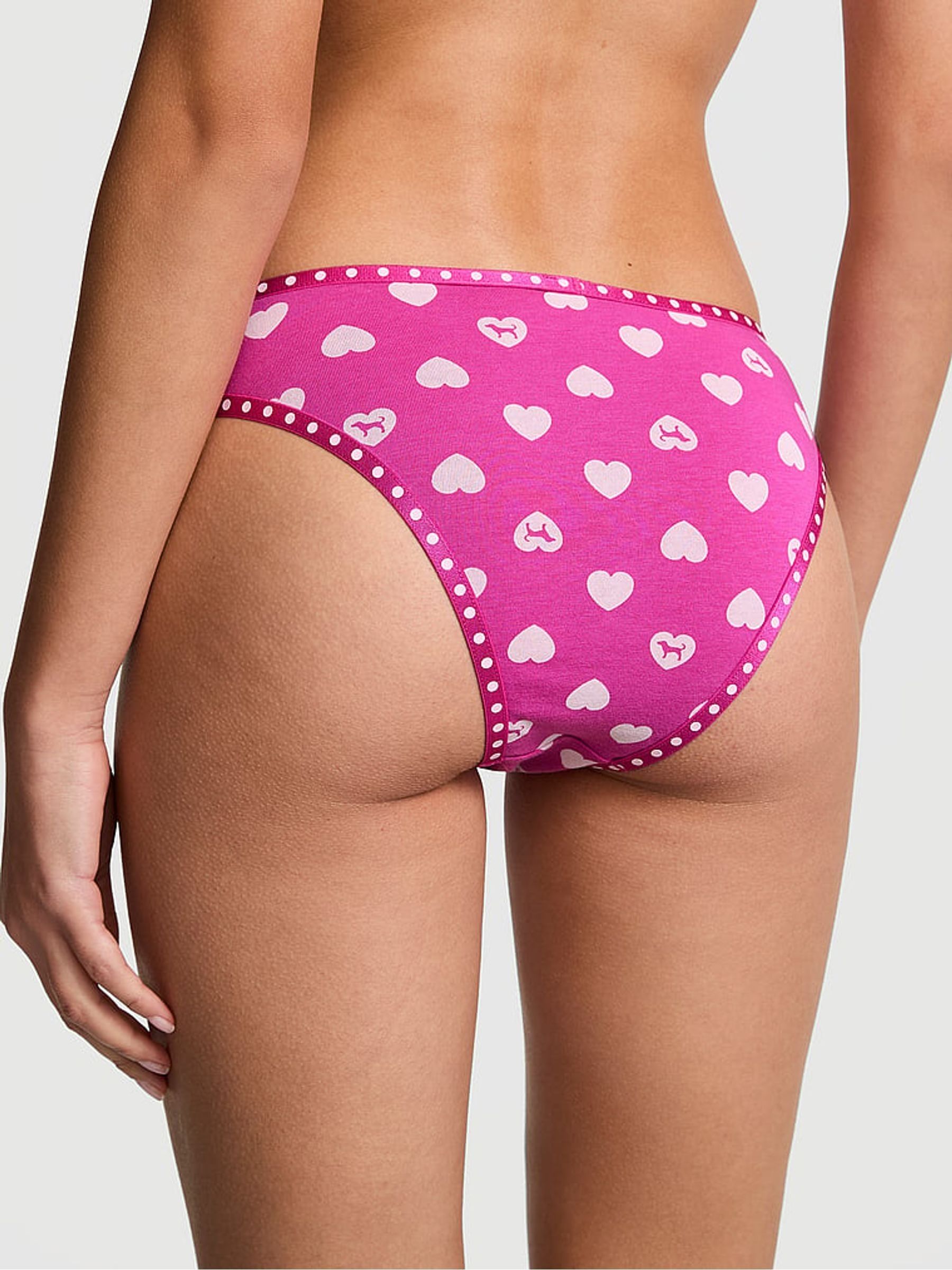 Pink Fire Heart Dog Print Cheeky Mini Logo Knickers - Image 2 of 2 Pink Fire Heart Dog Print Cheeky Mini Logo Knickers - Image 2 of 2