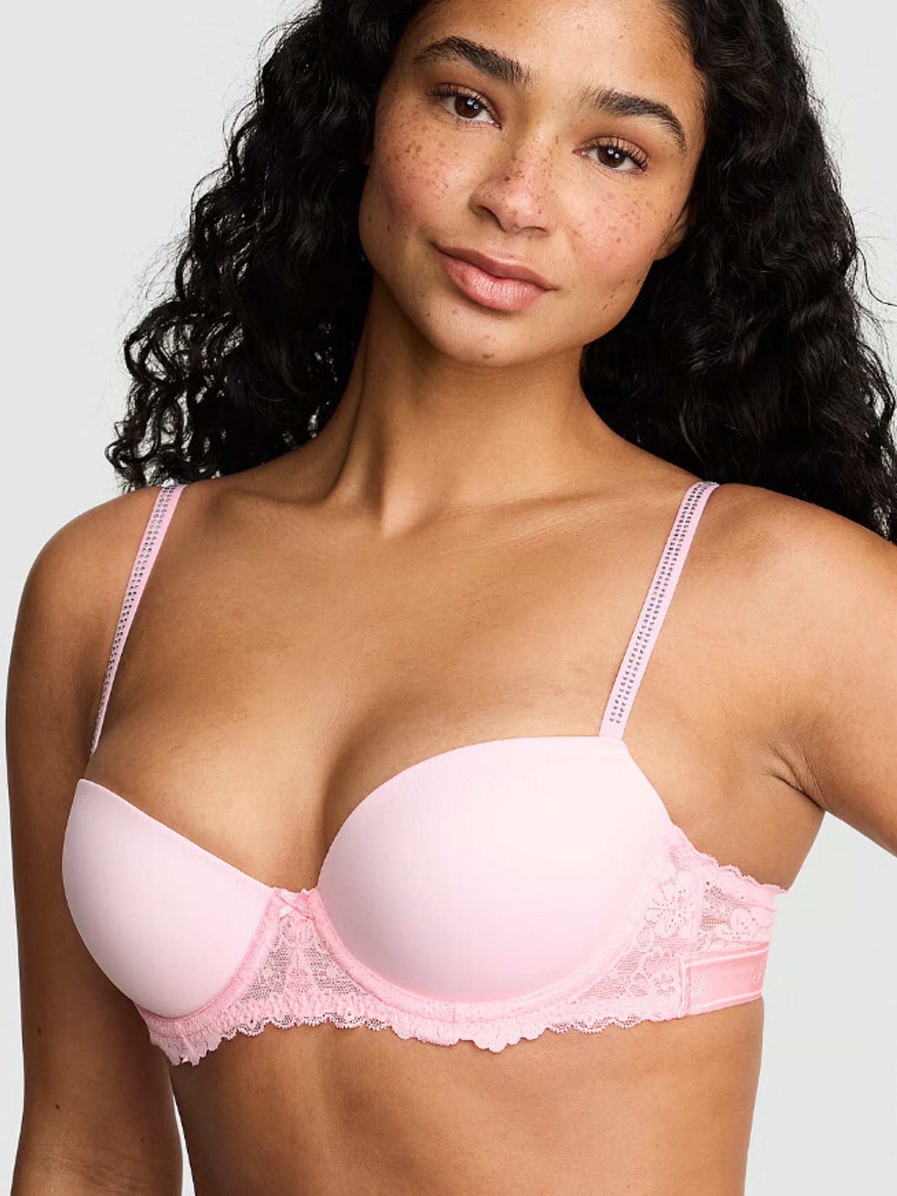 Pink Tulip Diamante Push Up Balcony Bra - Image 1 of 2