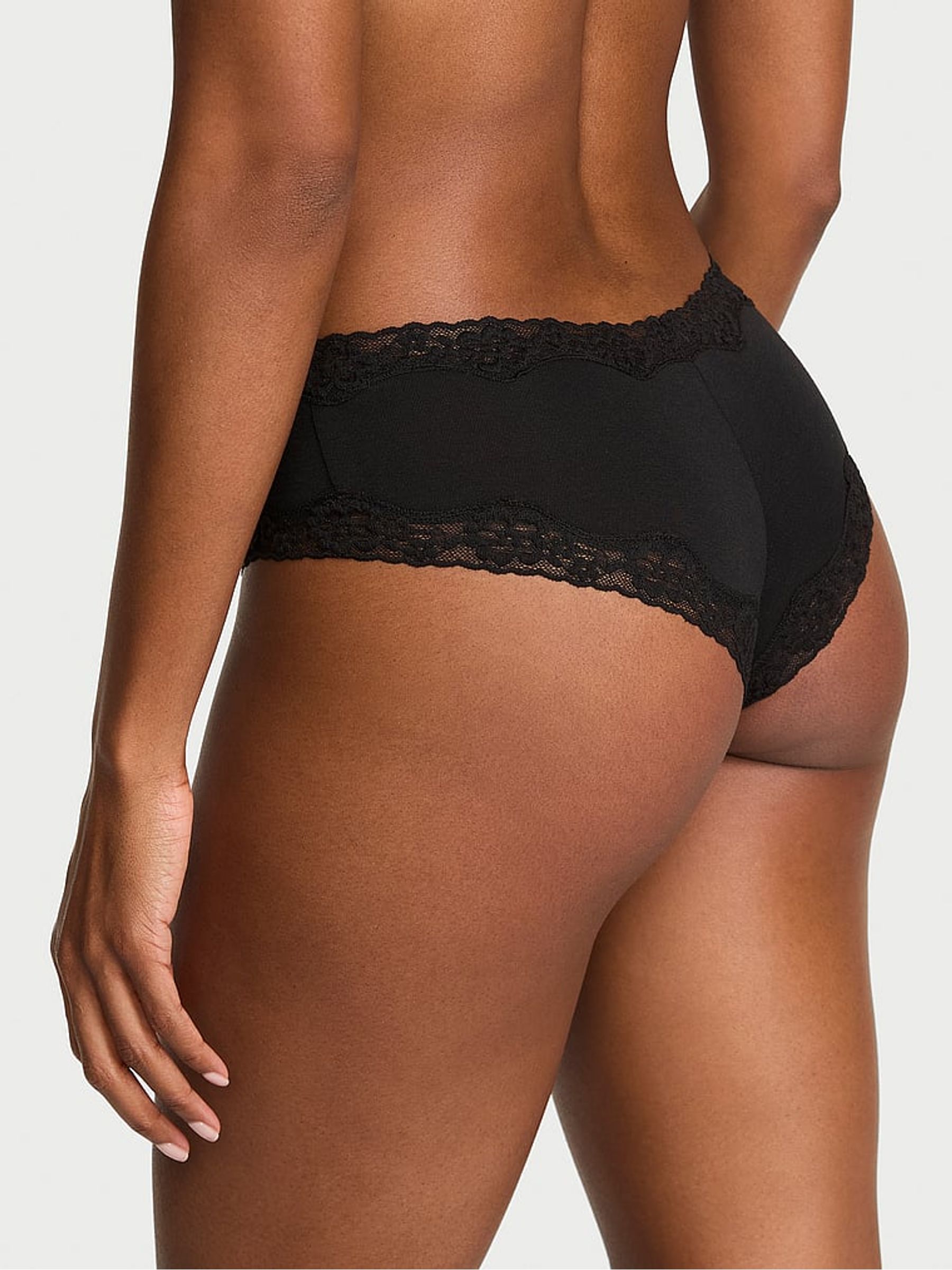 Black Cheeky Cotton Lace Waist Knickers - Image 2 of 2 Black Cheeky Cotton Lace Waist Knickers - Image 2 of 2