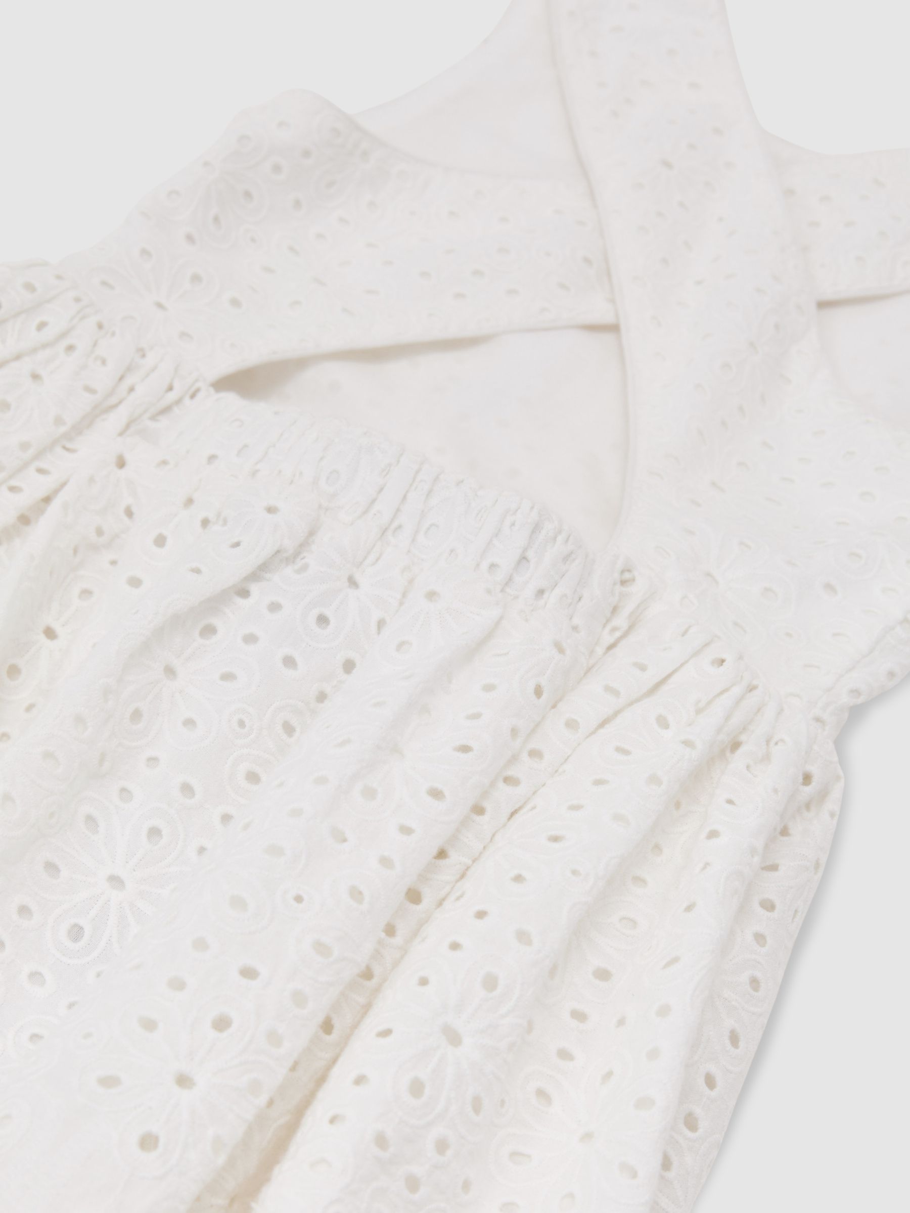 Cotton Broderie Cross-Back Dress in White - Image 5 of 5
