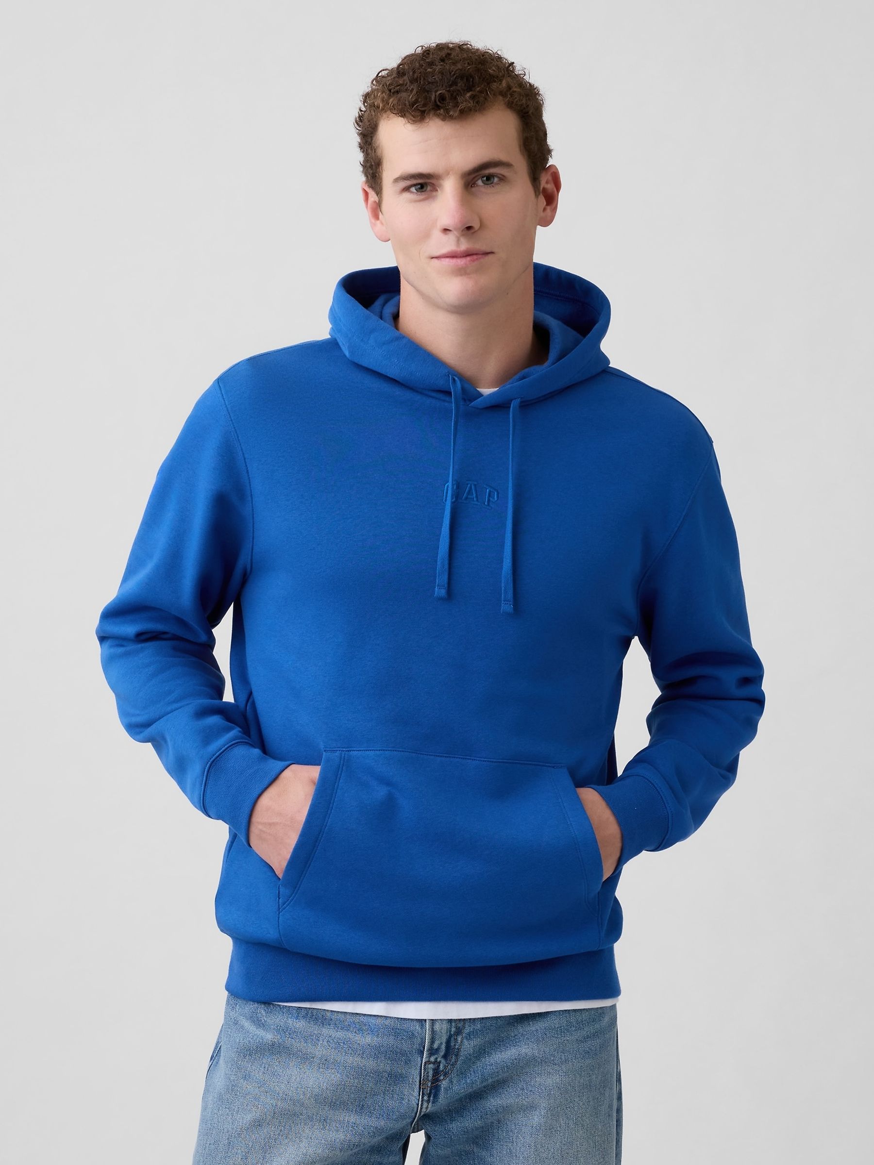 Blue Relaxed Mini-Logo Hoodie - Image 1 of 4 Blue Relaxed Mini-Logo Hoodie - Image 1 of 4