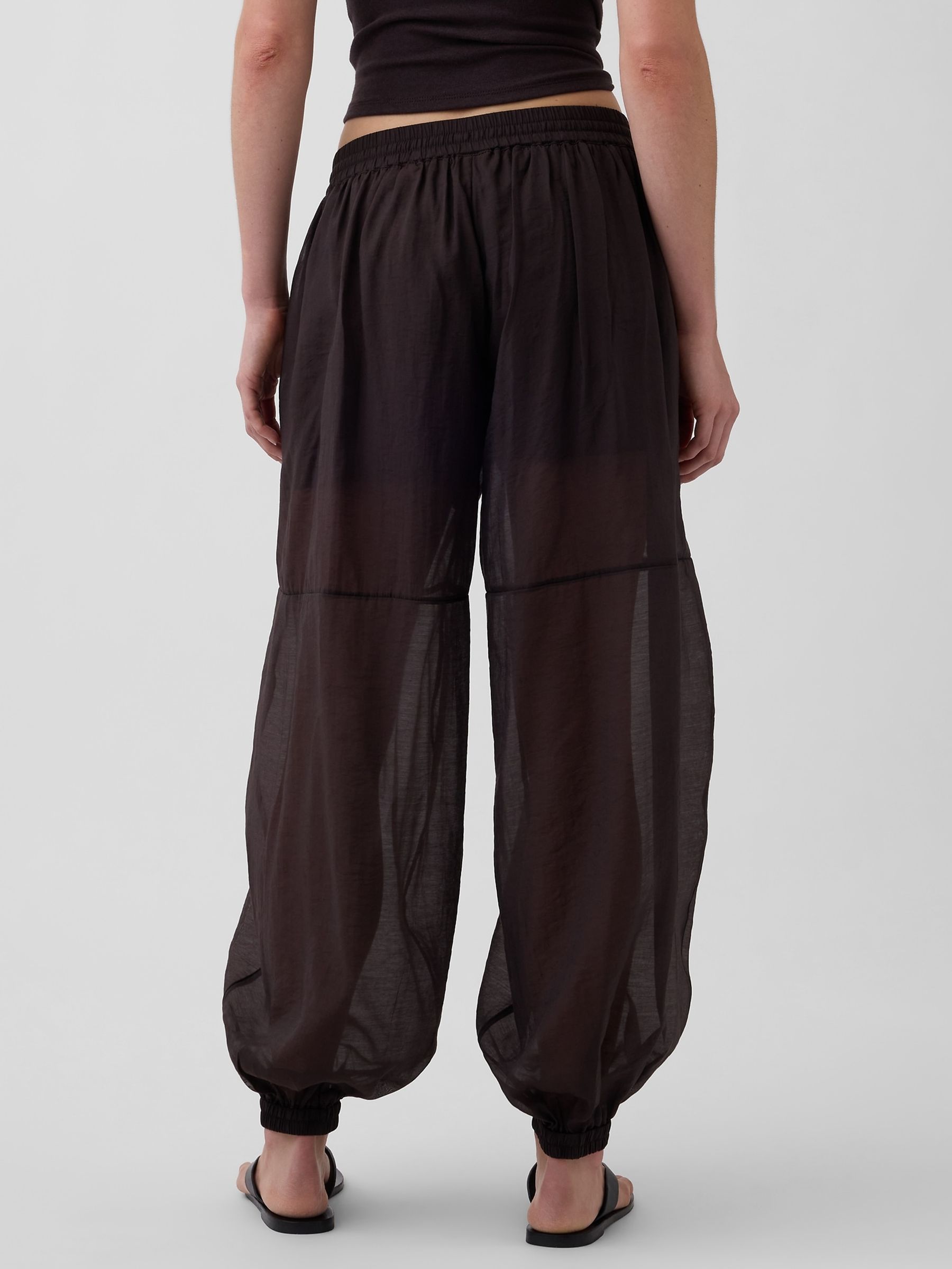 Brown Sheer Parachute Cuffed Trousers - Image 2 of 4