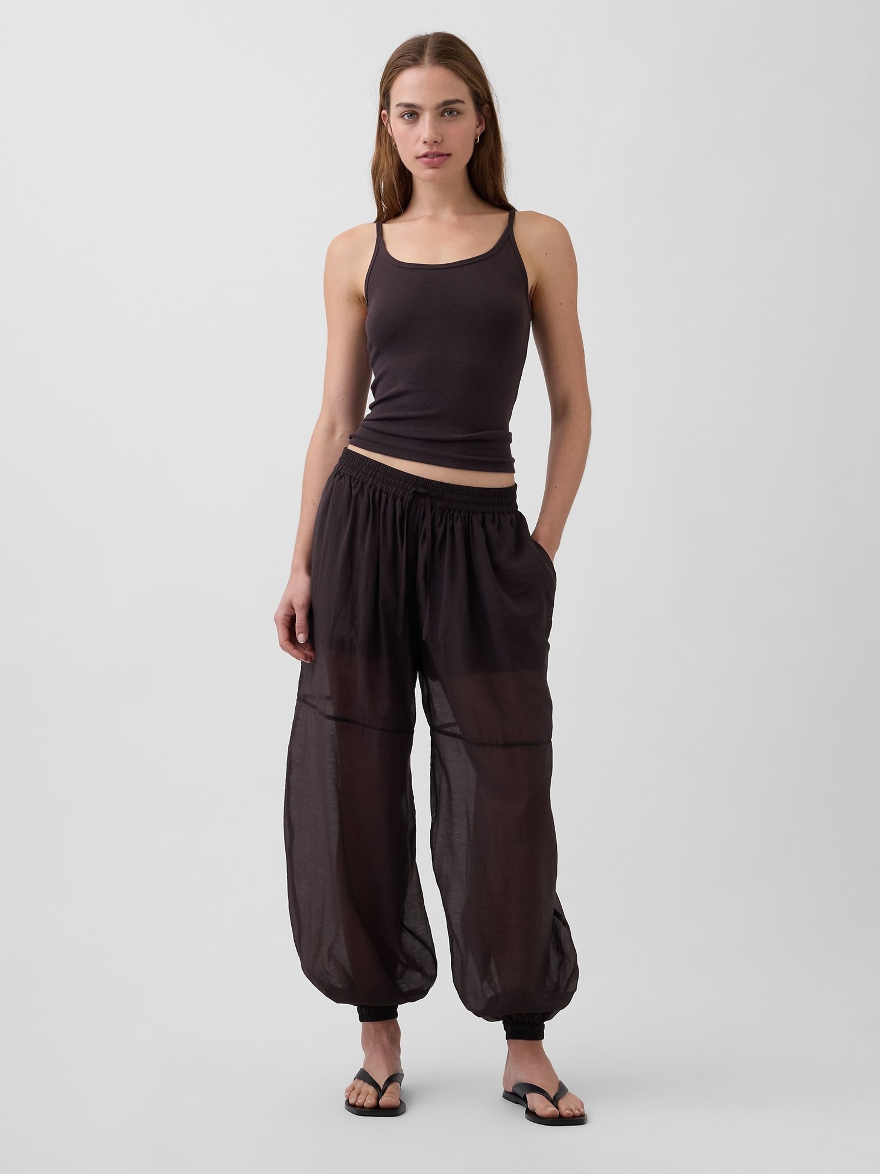 Brown Sheer Parachute Cuffed Trousers - Image 3 of 4