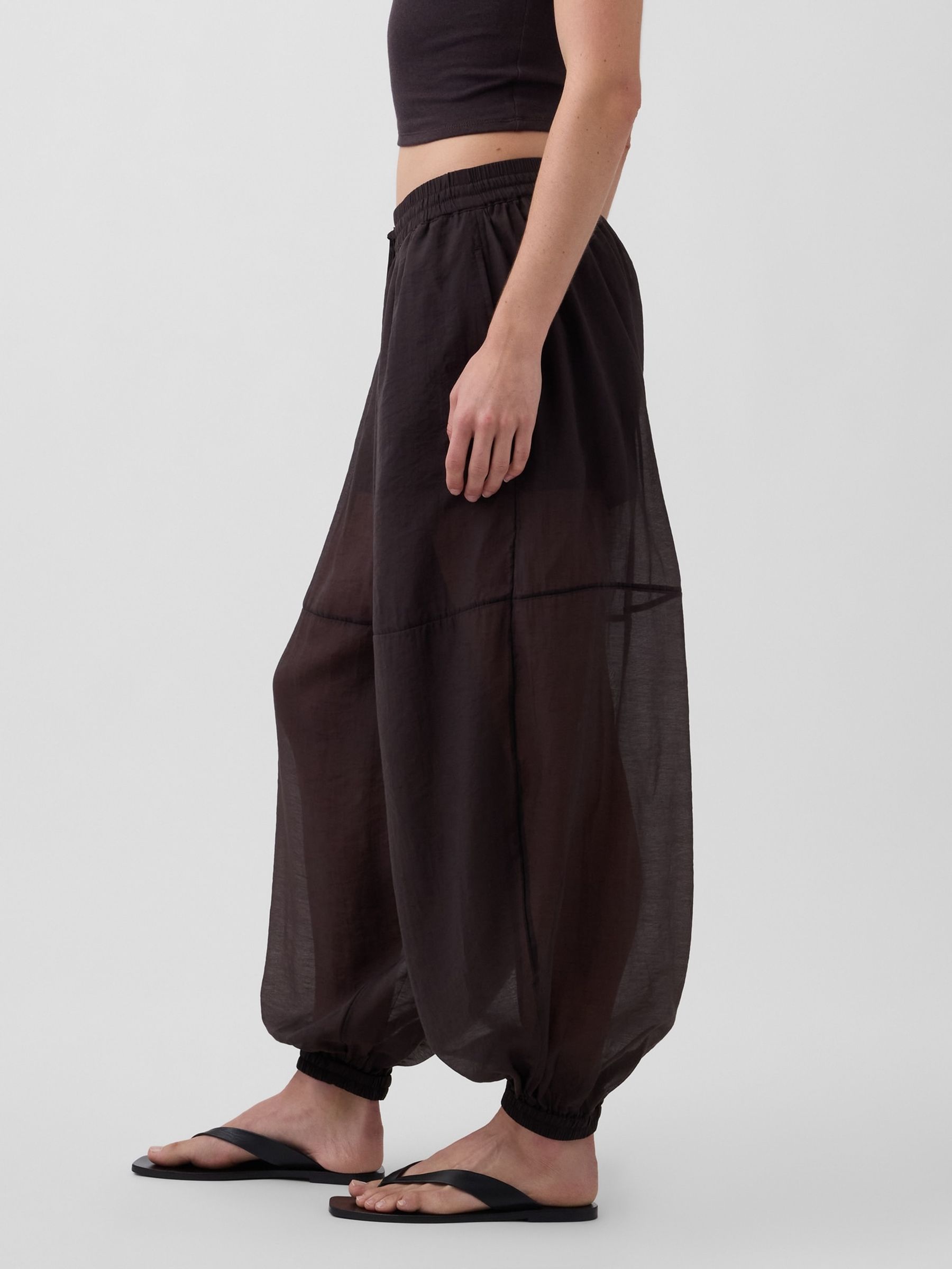 Brown Sheer Parachute Cuffed Trousers - Image 4 of 4