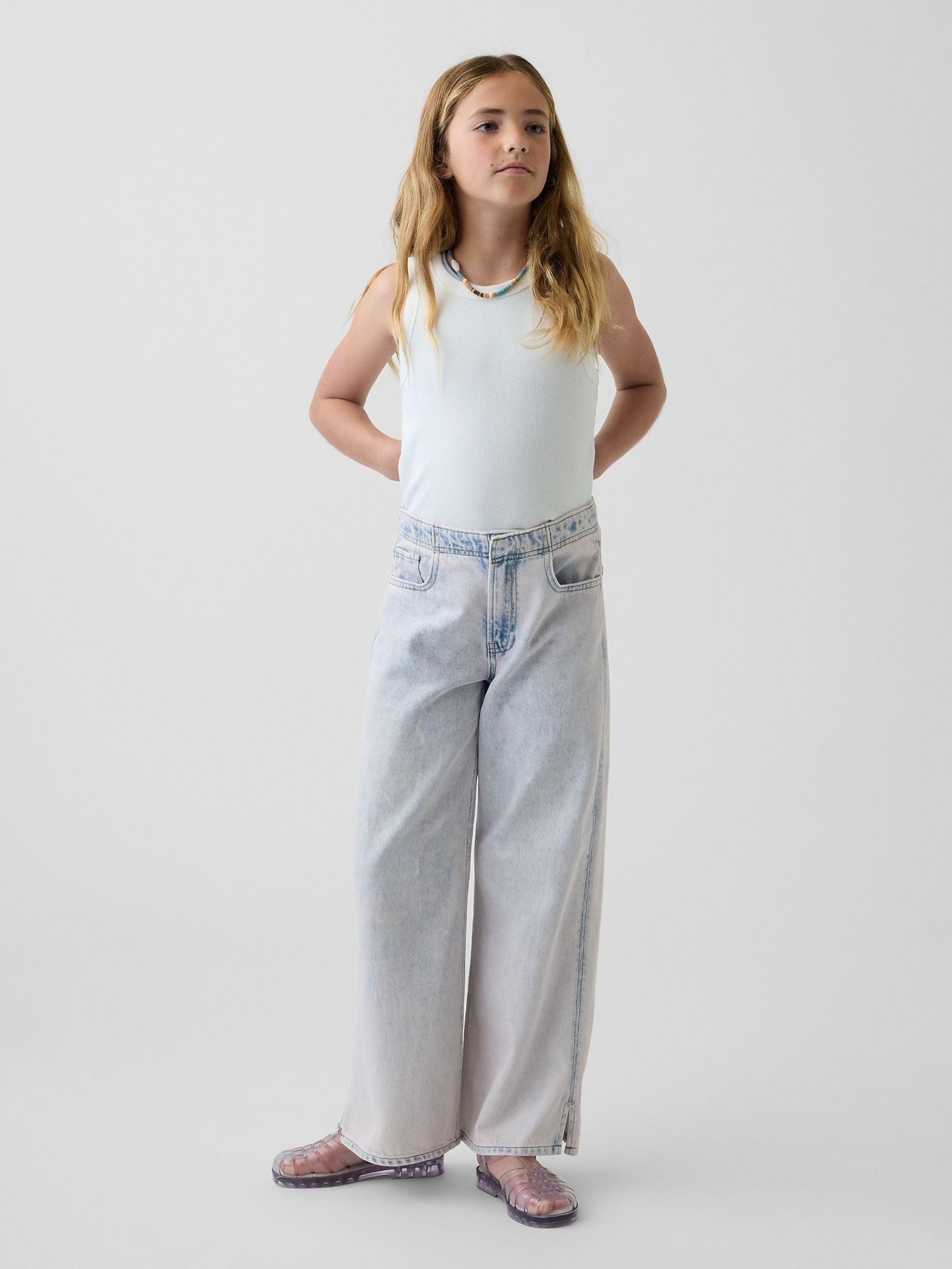 Light Wash Blue High Waisted Easy Horseshoe Jeans - Image 3 of 5